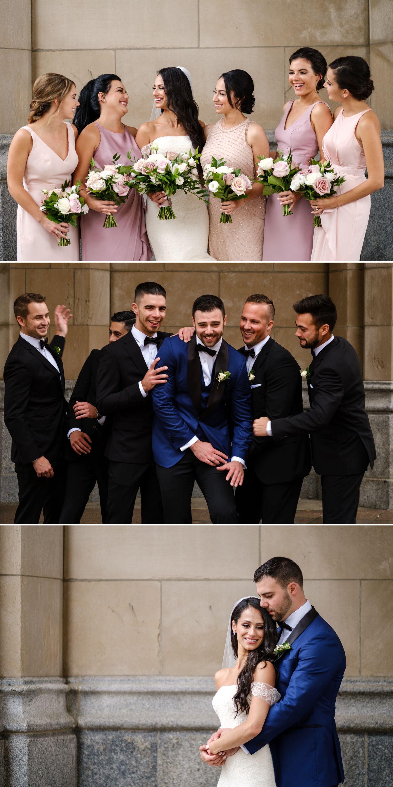 wedding party portraits outside the fairmont chateau laurier in ottawa