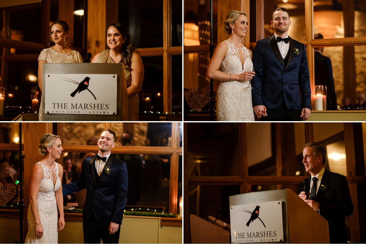 photos of people giving wedding toasts