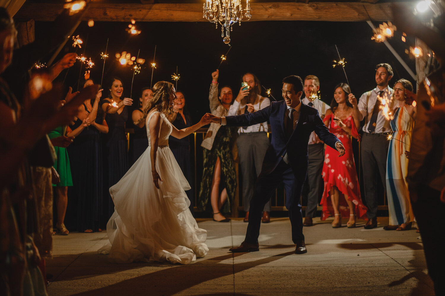 photo of a first dance with sparklers at le belvedere