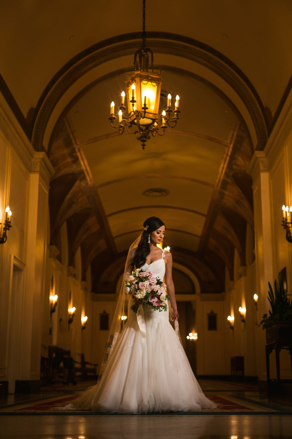 portrait of bride inside Ottawa Chateau Laurier