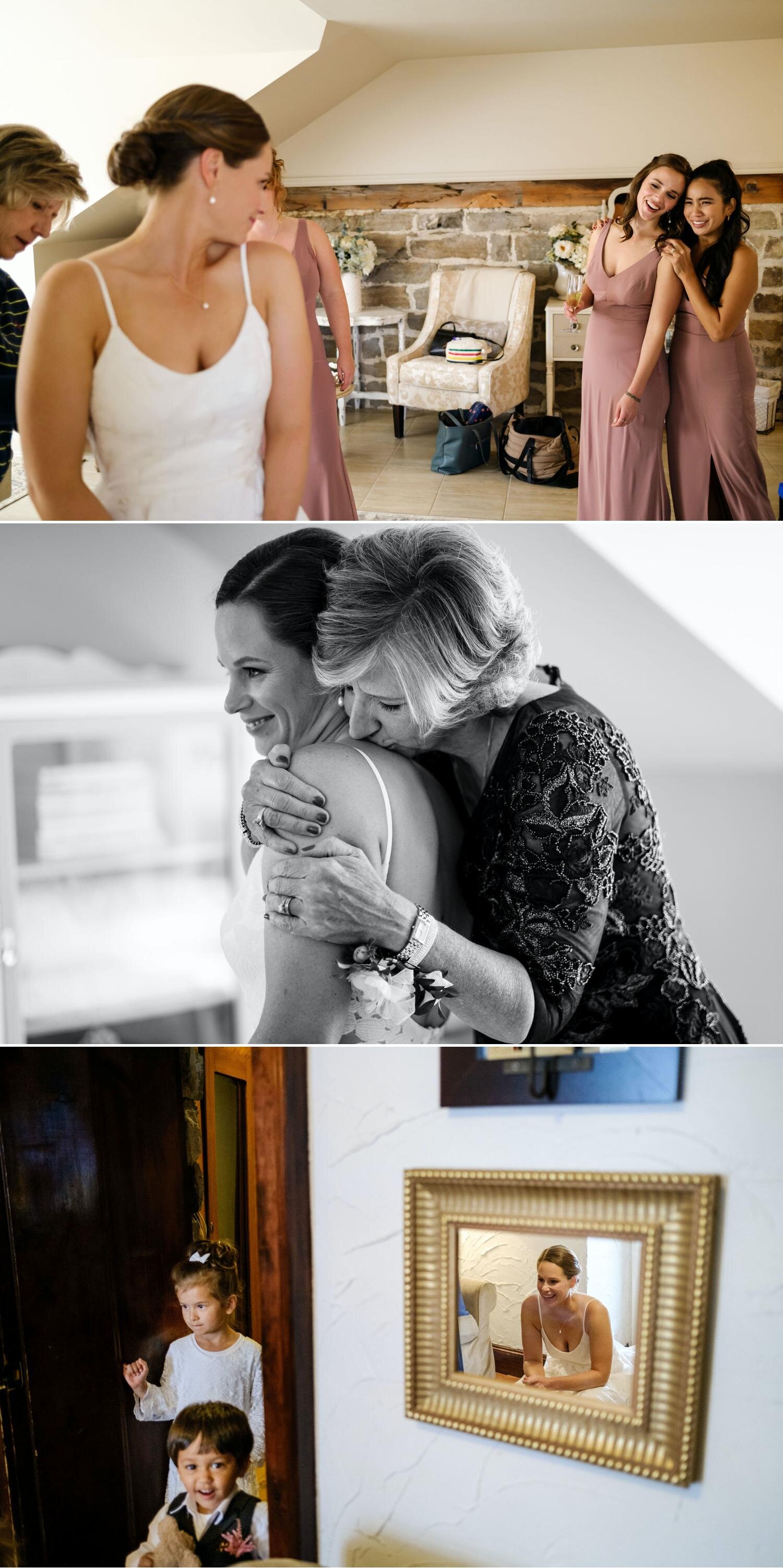 photos of a bride getting ready for her stonefields wedding