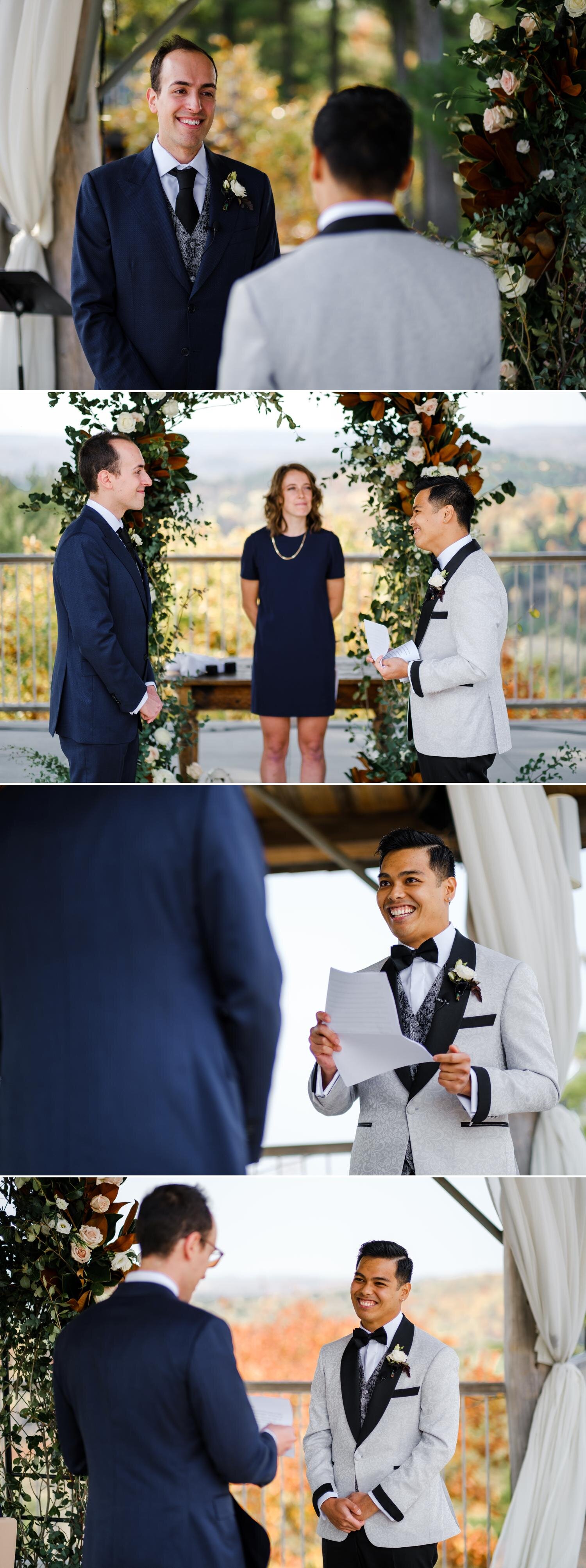 photos from a same sex wedding ceremony at le belvedere