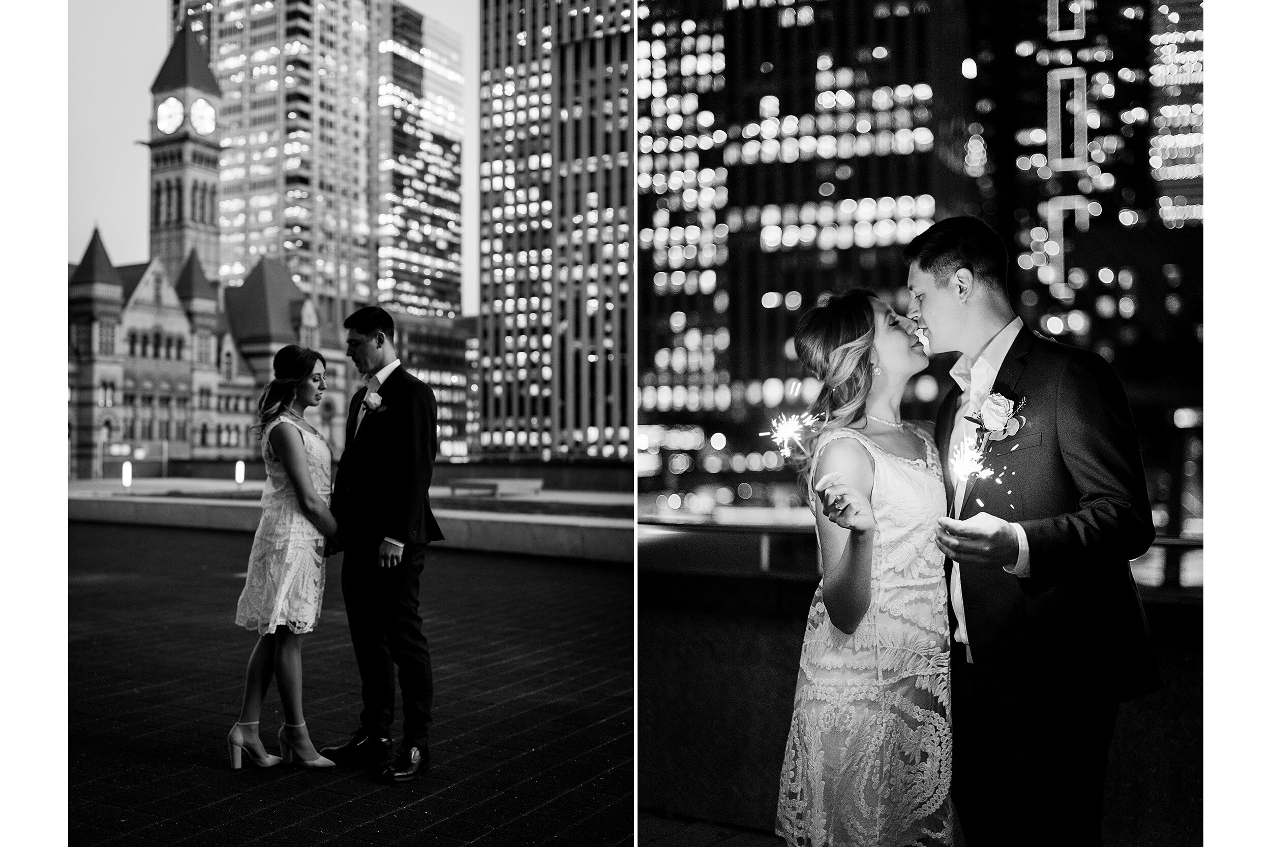 engaged couple pose for photo in downtown toronto (Copy)