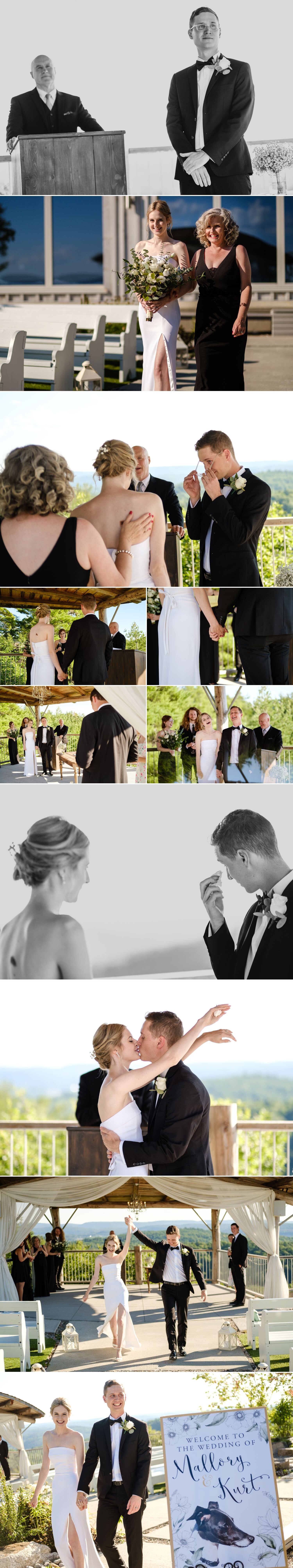 candid moments during a le belvedere wedding ceremony in wakefield quebec