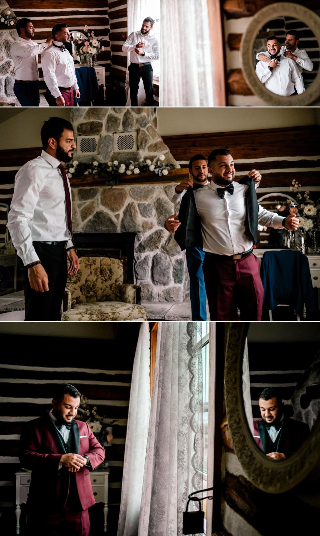 photographs of a groom getting ready at stonefields estate