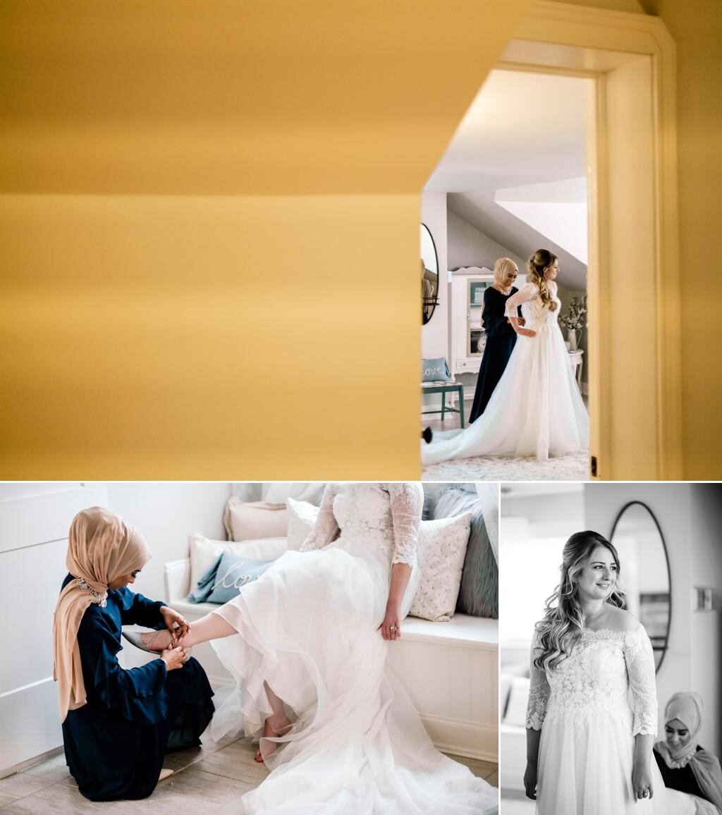 candid photographs of a bride getting ready at stonefields estate
