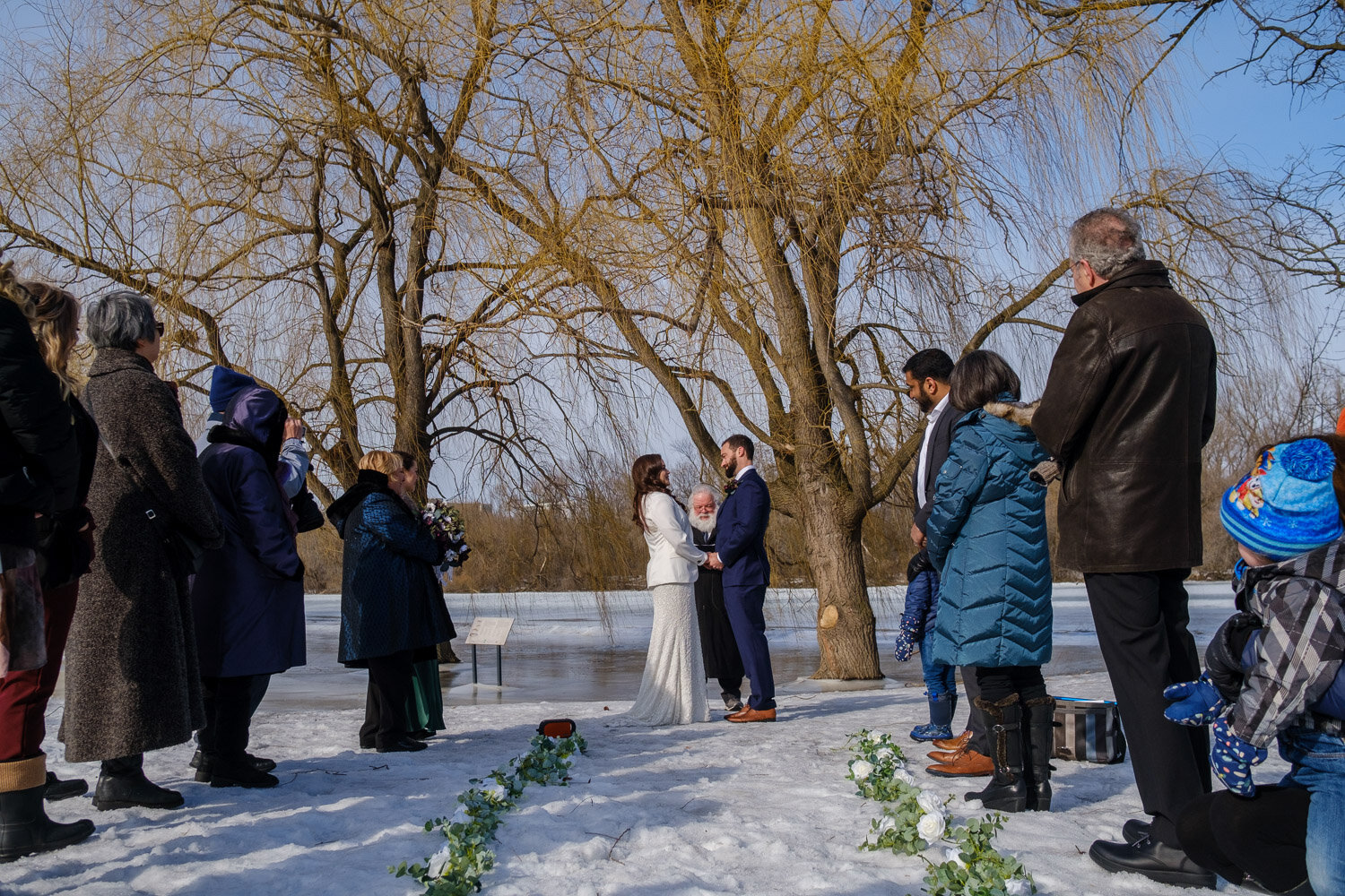 photograph at a winter wedding ceremony in ottawa