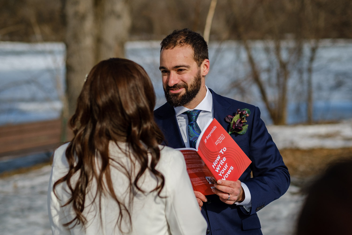 photograph at a winter wedding ceremony in ottawa