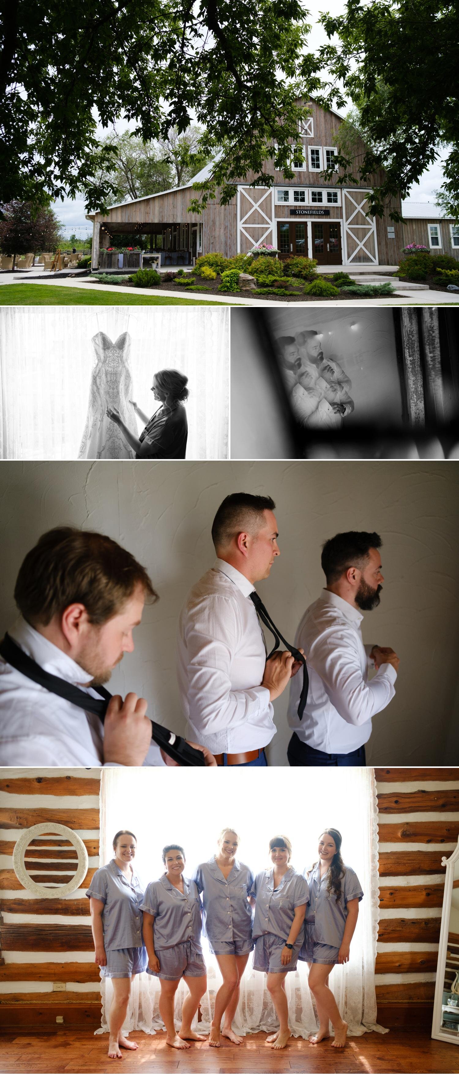 photograph of the bride and groom getting ready at stonefields estate