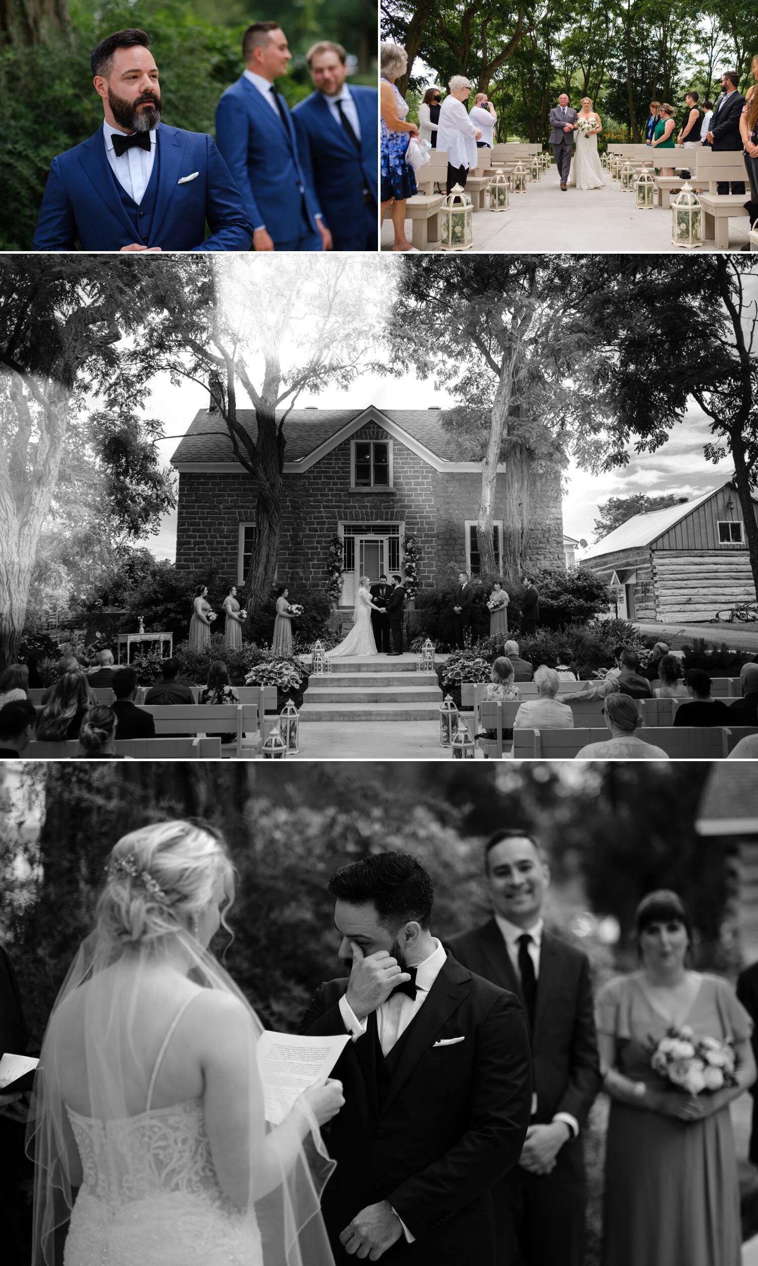 photos from an outdoor wedding ceremony at Stonefields Estate during the summer