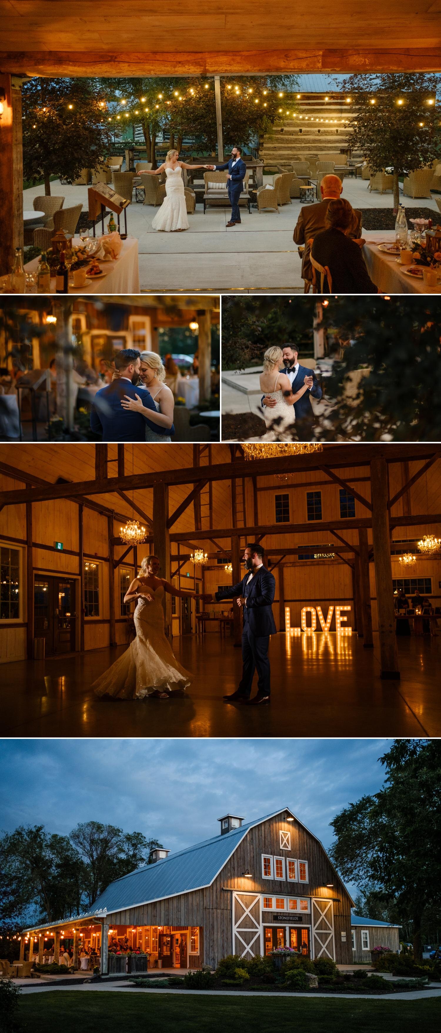 photos from a first dance at a stonefields estate wedding