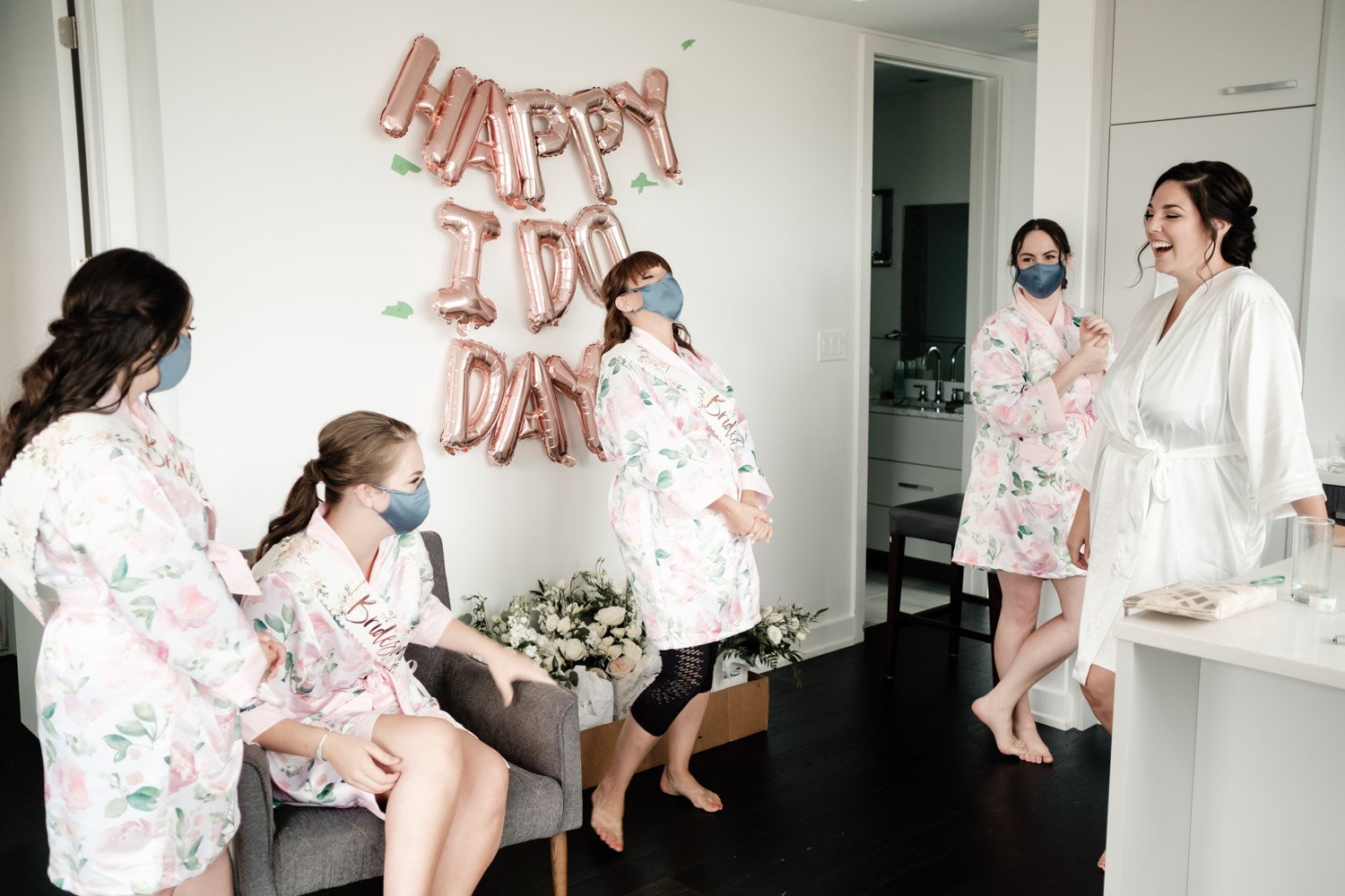 bridesmaids laughing