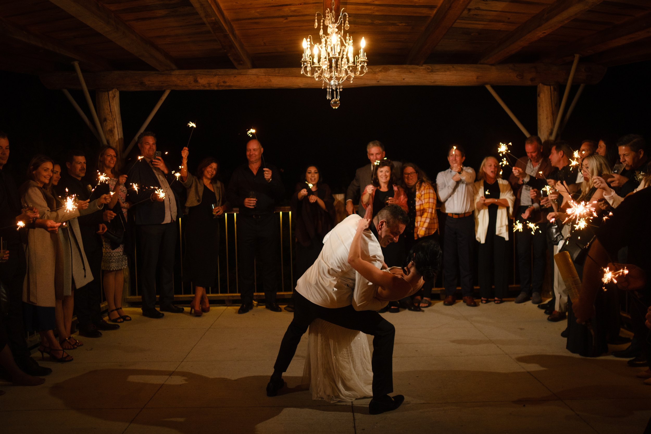 photograph of the first dance outside at a le belvedere wedding