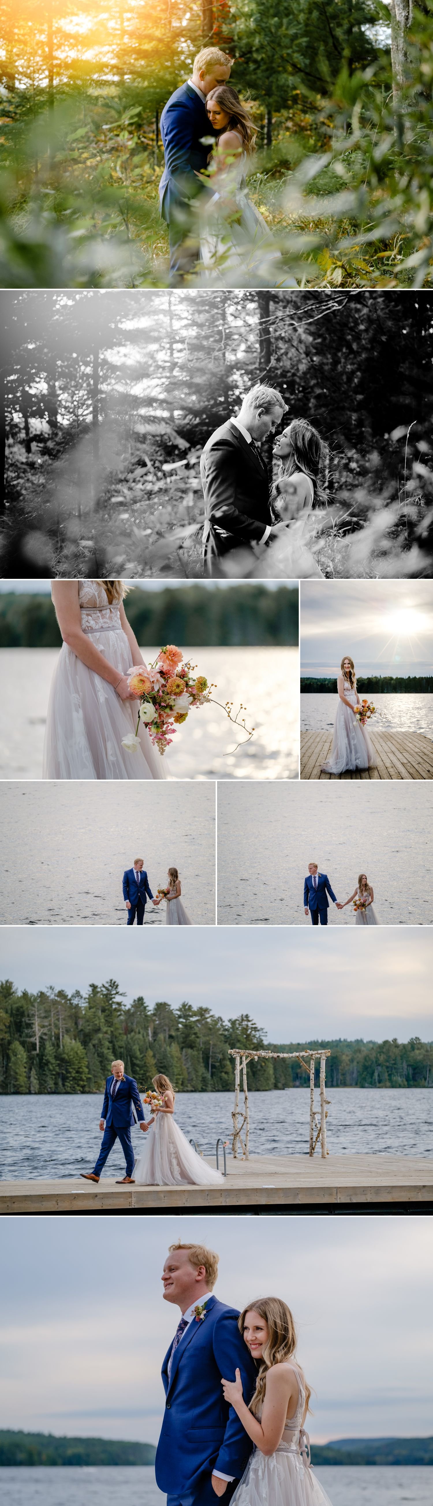 bride and groom portraits during an intimate cottage wedding in calabogie ontario