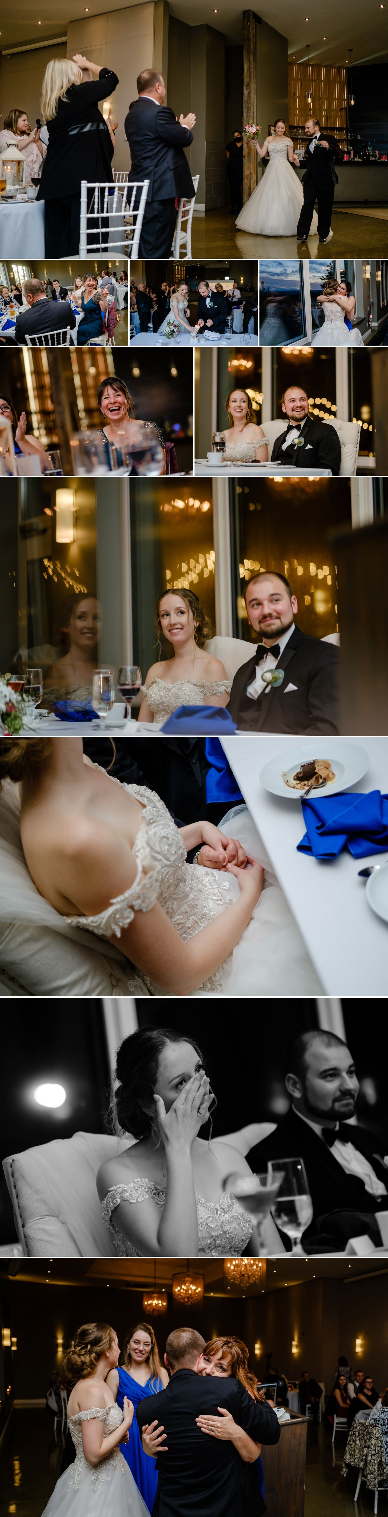 candid moments during a wedding reception at le belvedere in wakefield quebec