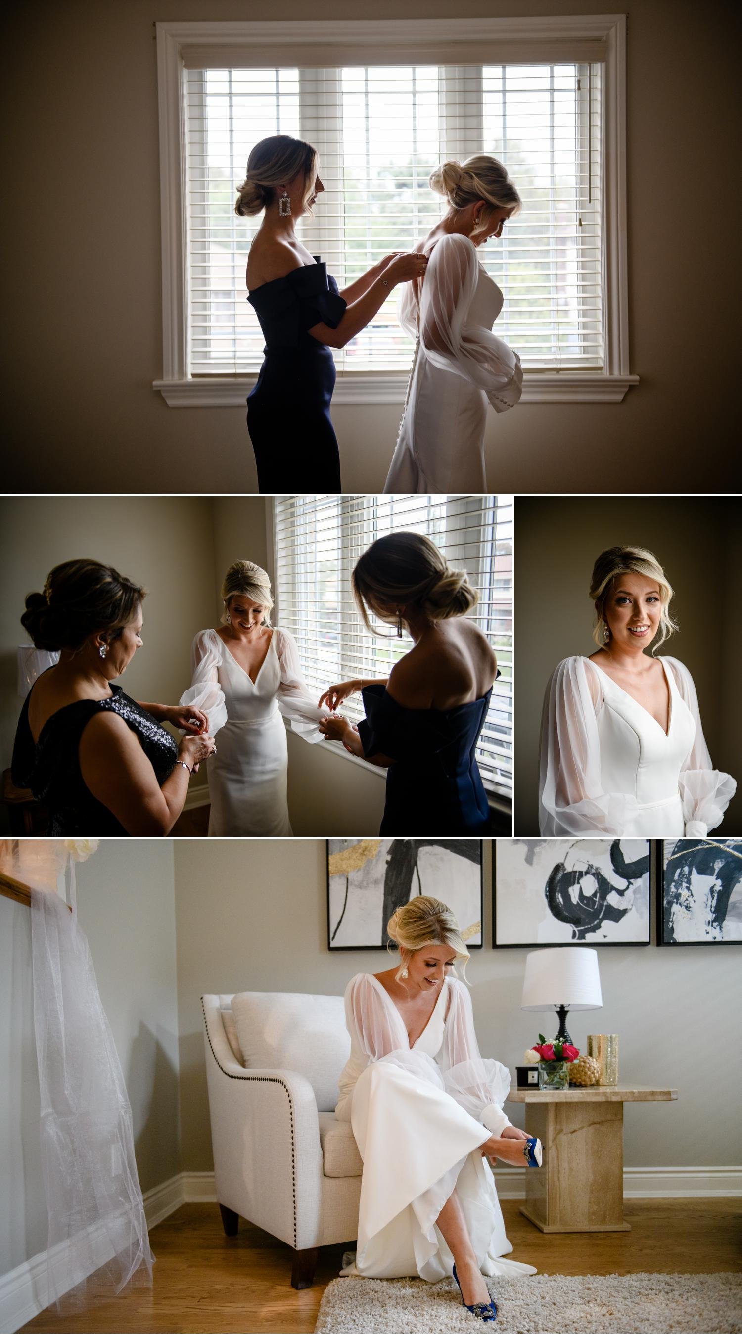 wedding photos of a bride getting ready