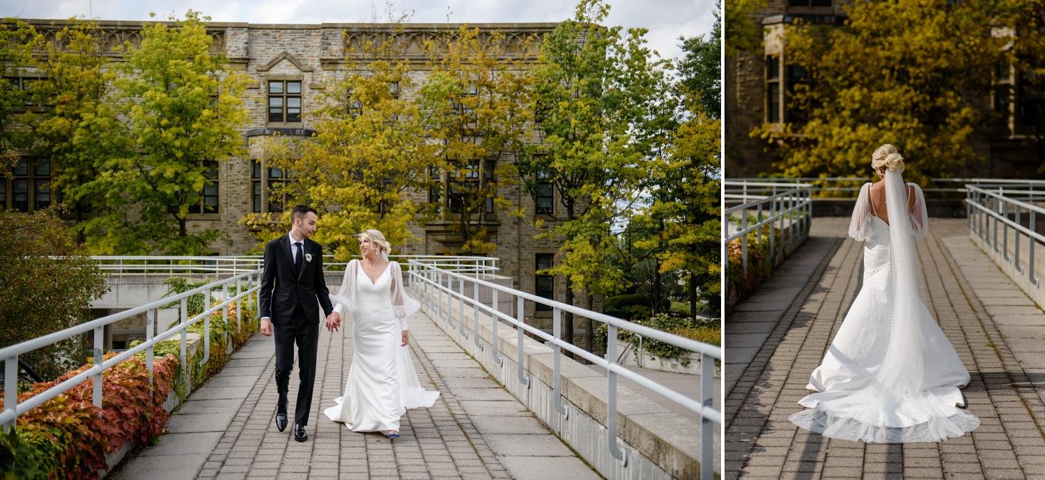 photos of a bride and groom outside the national art gallery