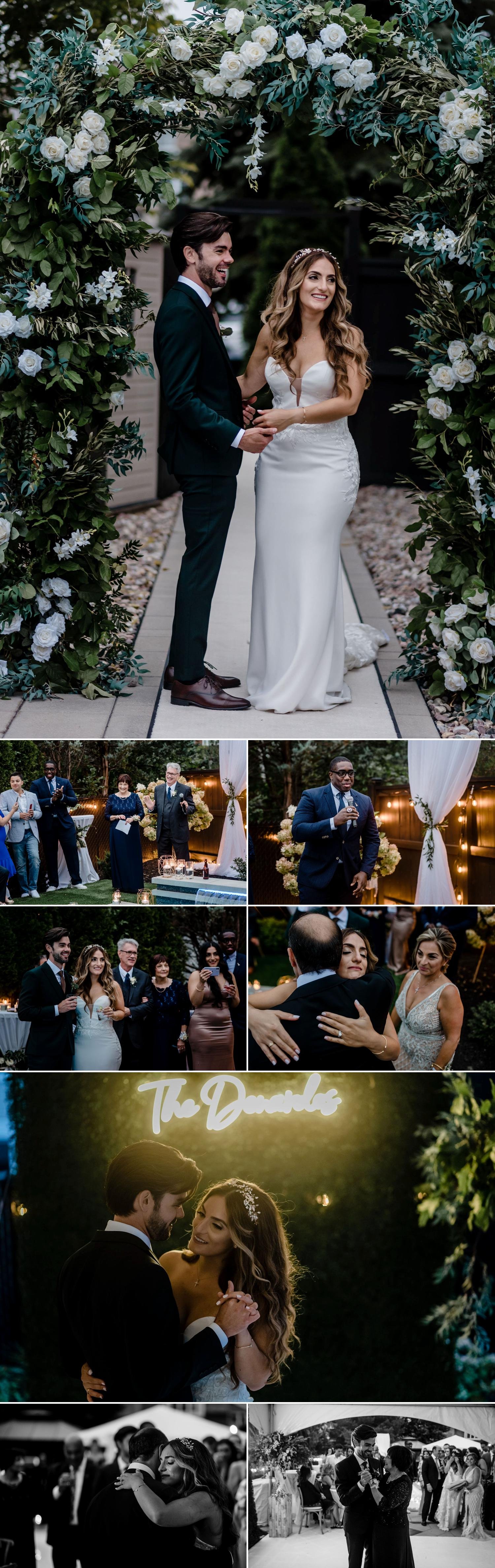 photos of a stylish backyard Lebanese wedding reception