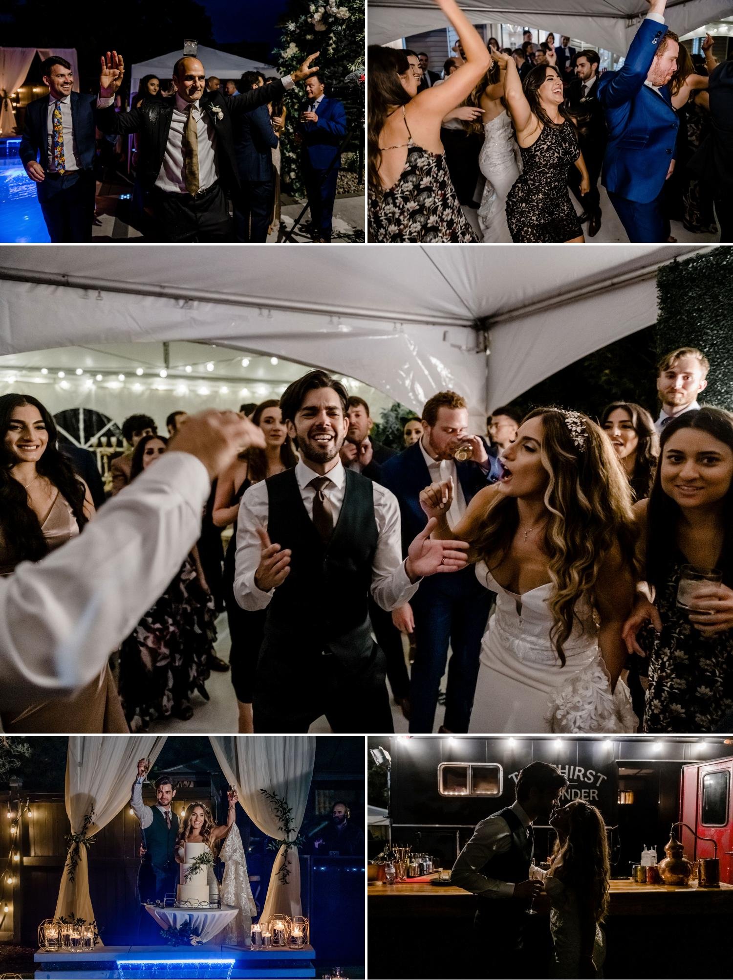 photos of a stylish backyard Lebanese wedding reception