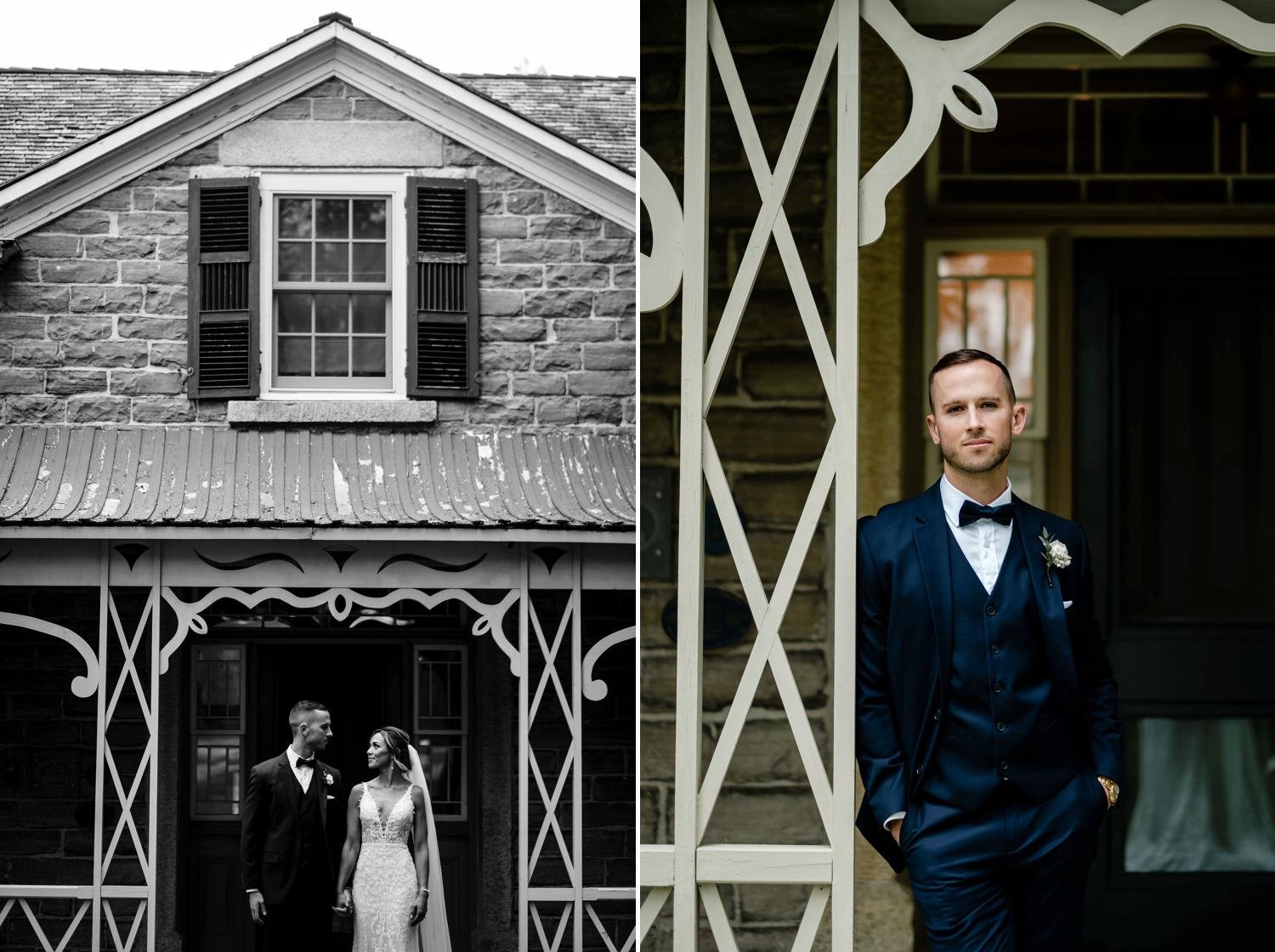 photos of the bride and groom at an evermore wedding