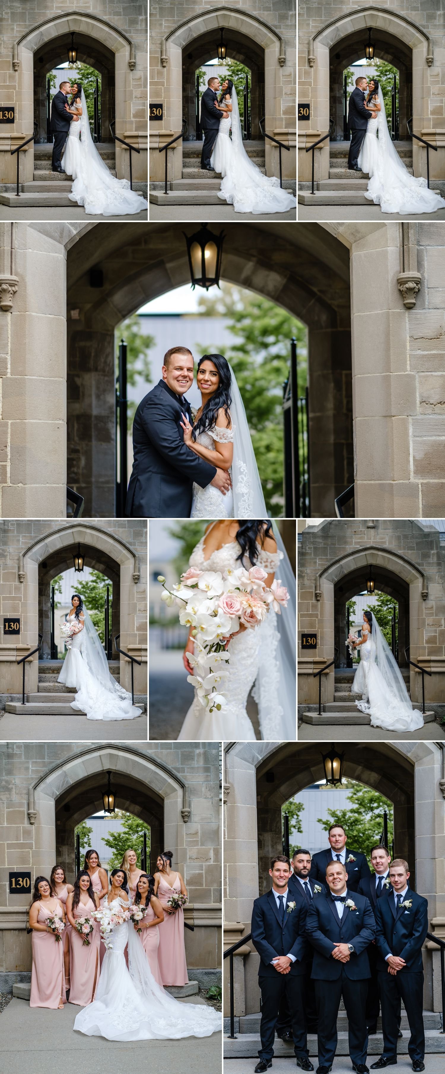 bridal party portraits outside st matthews anglican church in the glebe