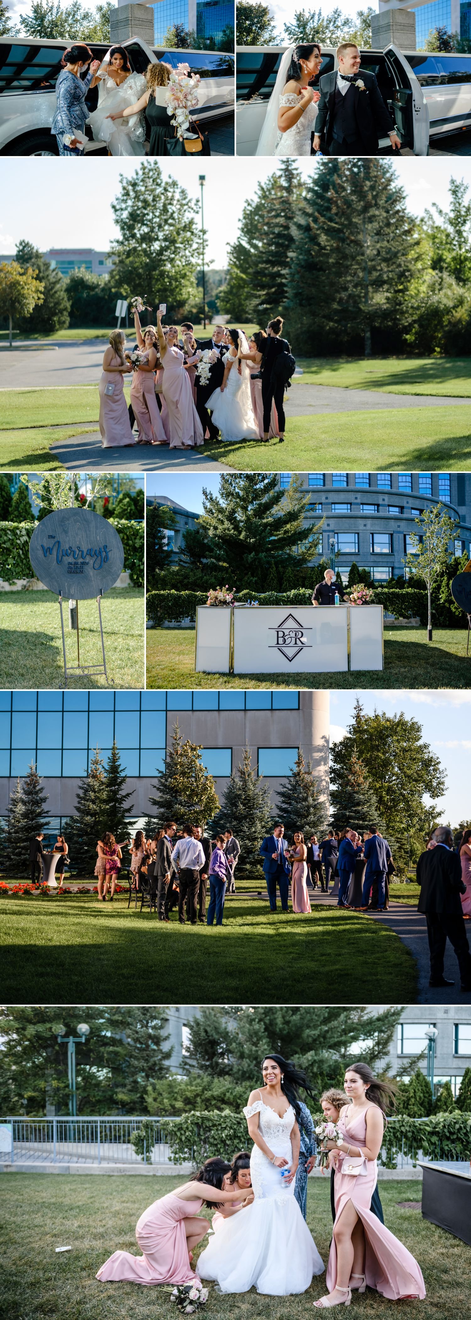 candid moments during the cocktail hour at a brookstreet hotel wedding reception in kanata