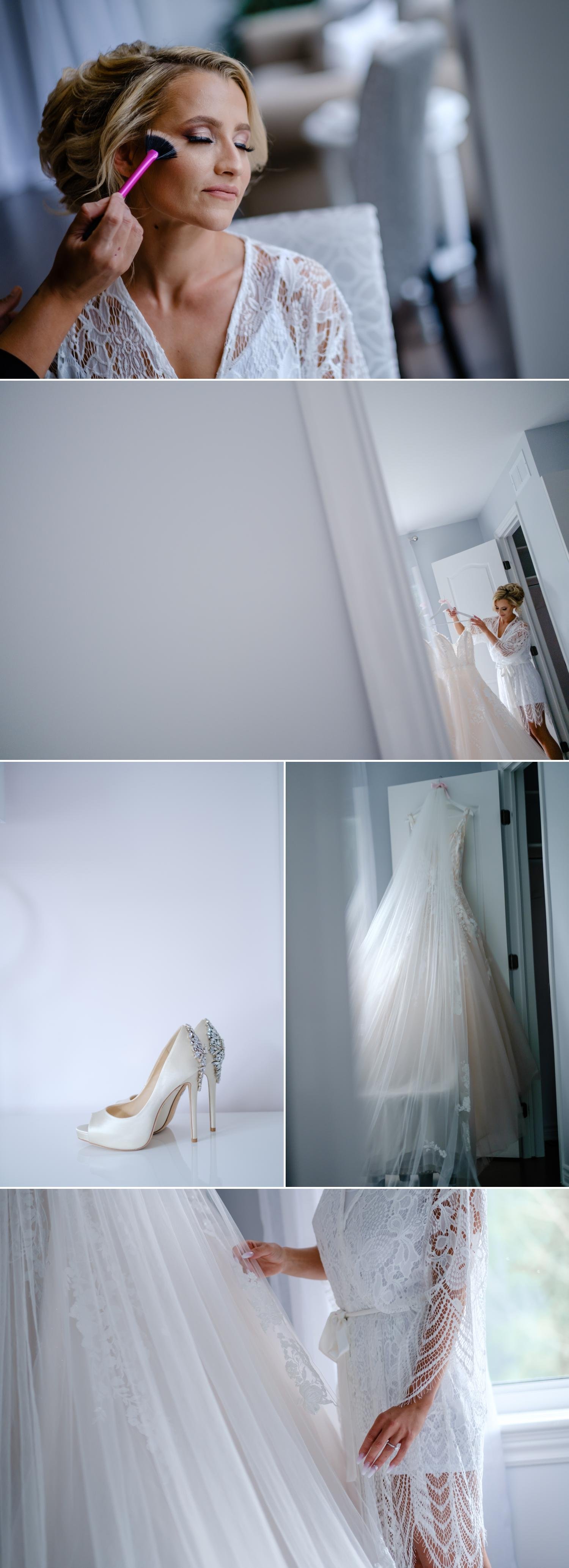 wedding photos of a bride getting ready