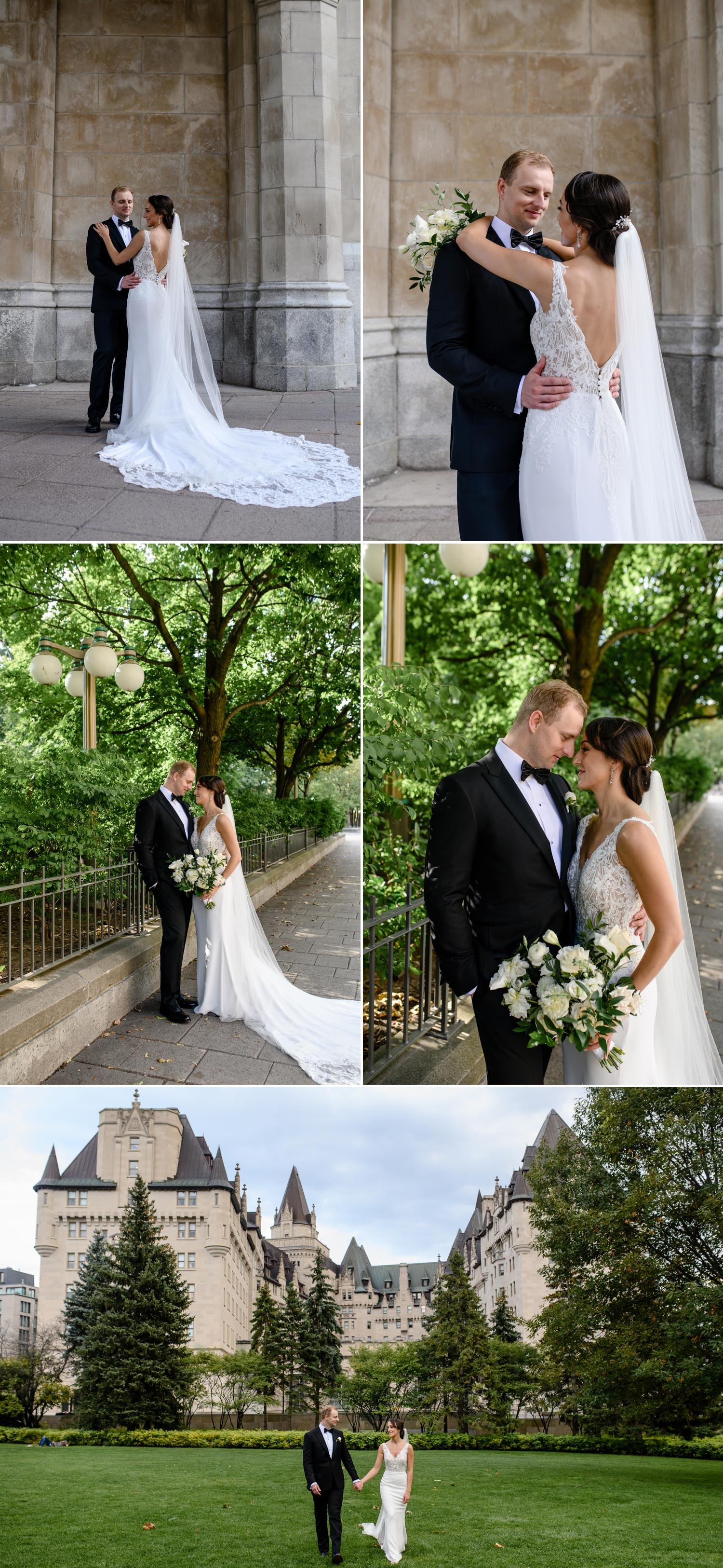 elegant photos of a bride and groom in Downtown Ottawa