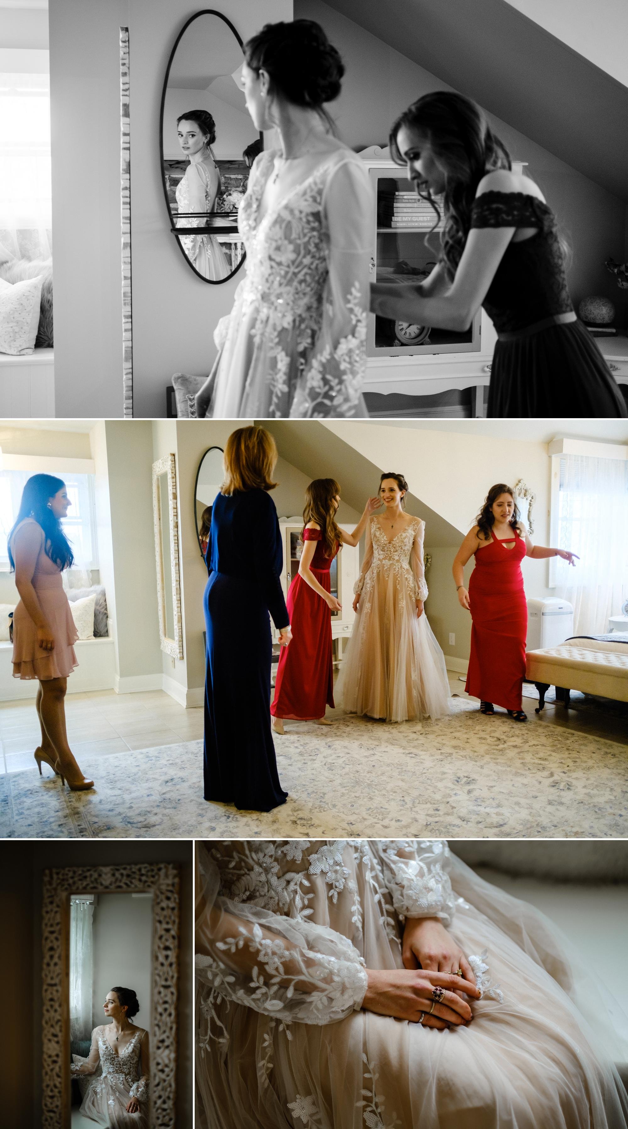 photos of a bride getting ready for her stonefields estate wedding