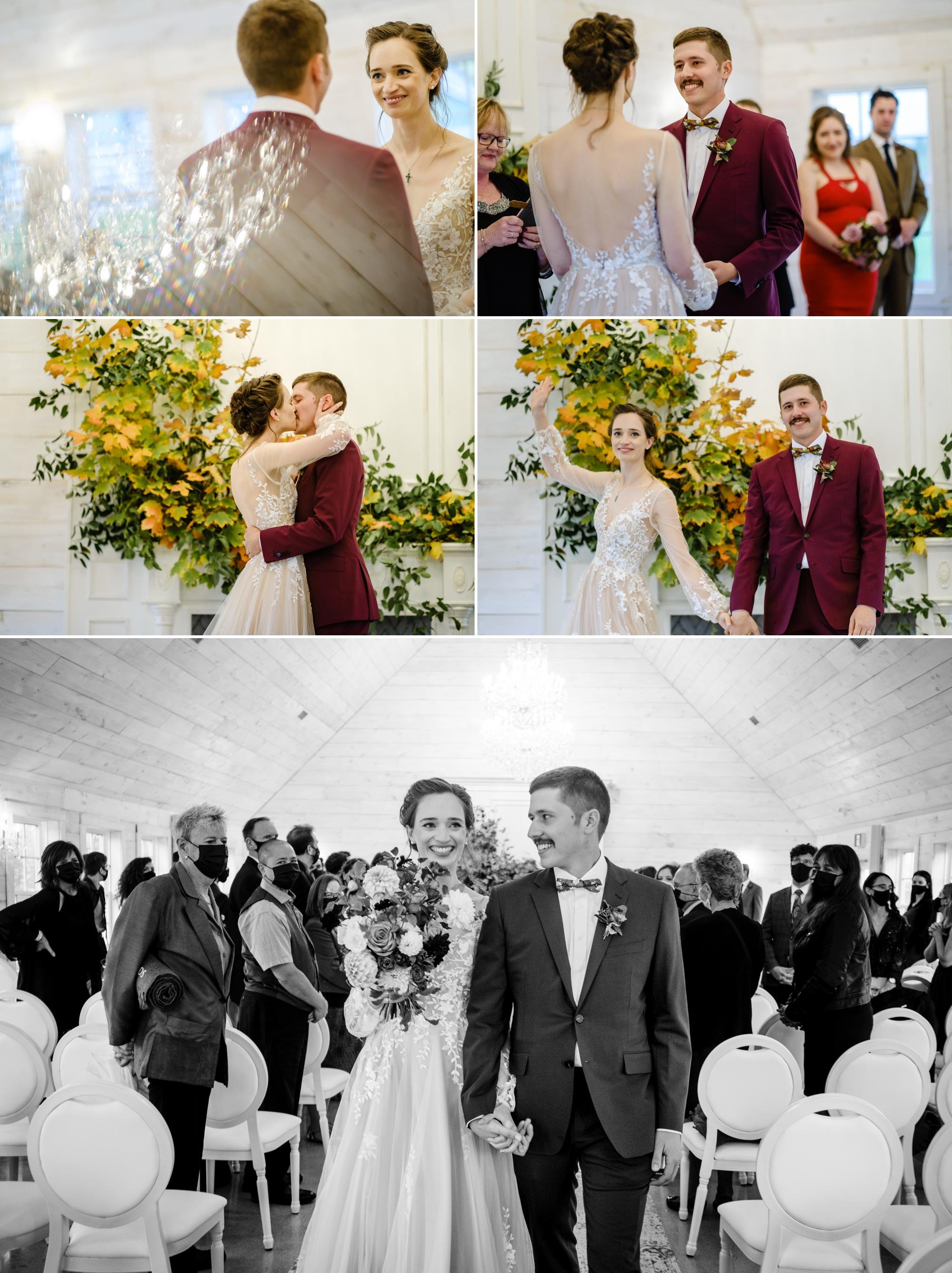 photos from an indoor rain wedding at stonefields estate