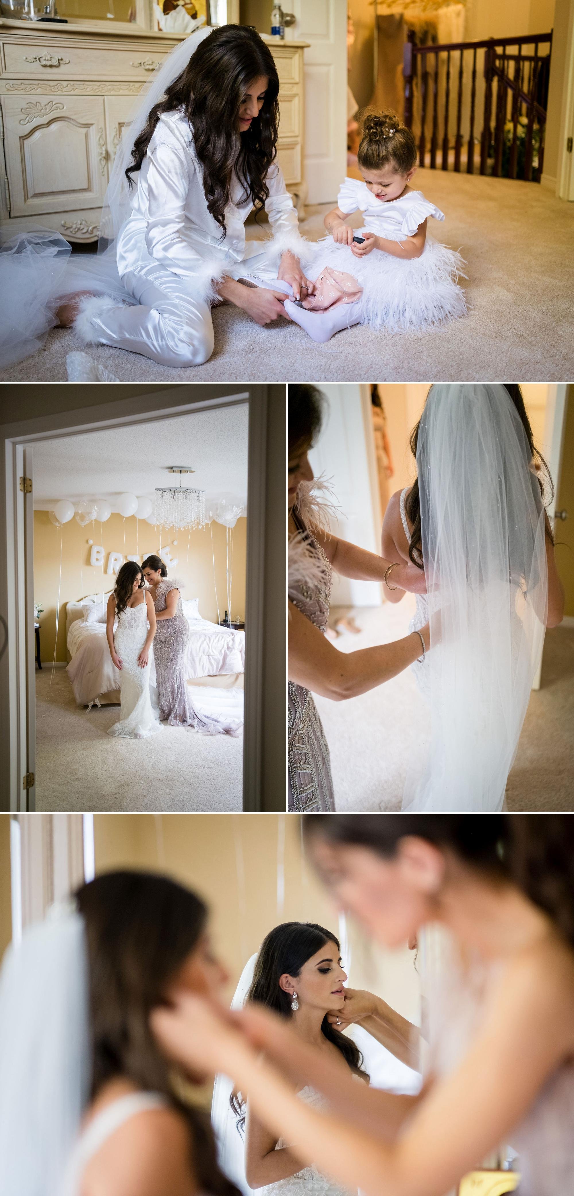 photos of a bride getting ready for her wedding