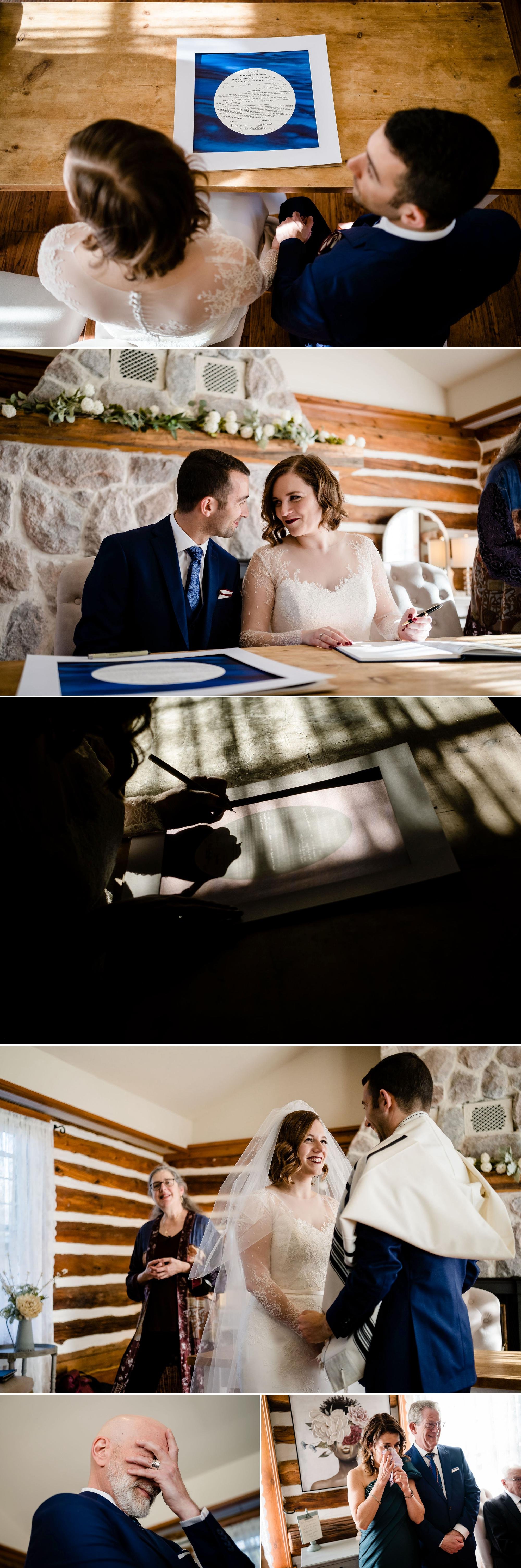 photos of a ketubah signing at stonefields estate