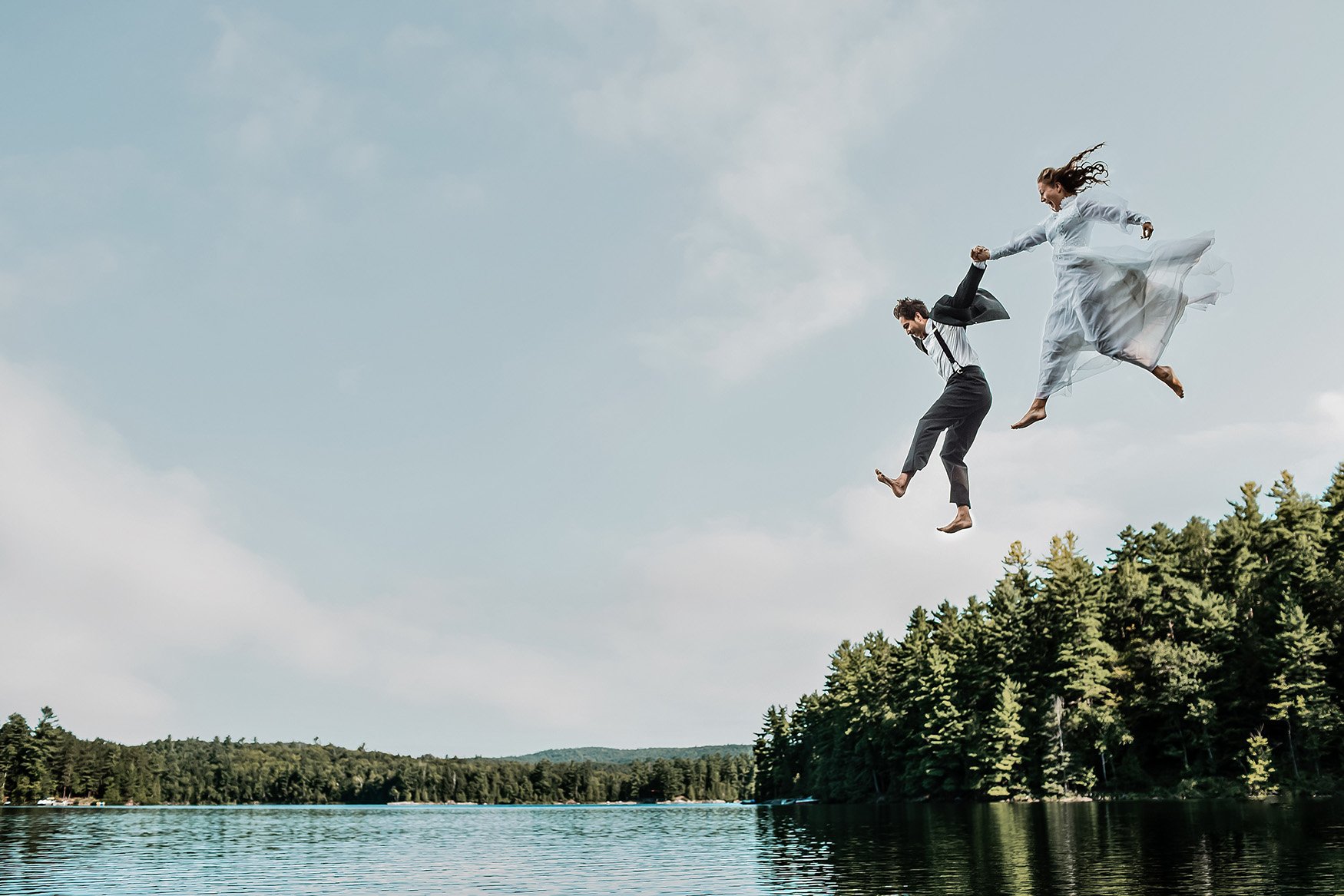 bride groom jumping into a lake le belvedere wedding (Copy)