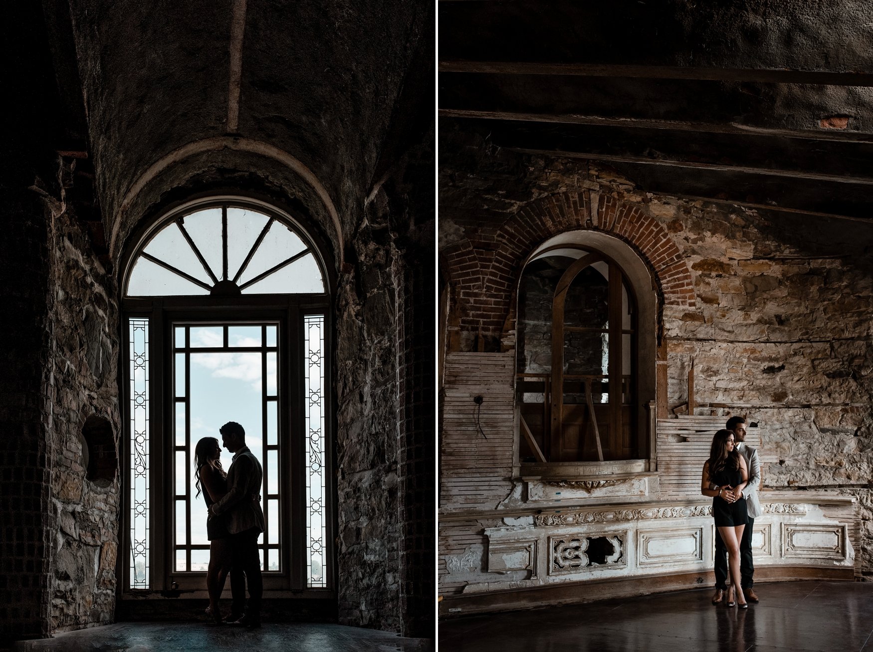 dramatic photographs from an engagement shoot that took place in an old castle (Copy)