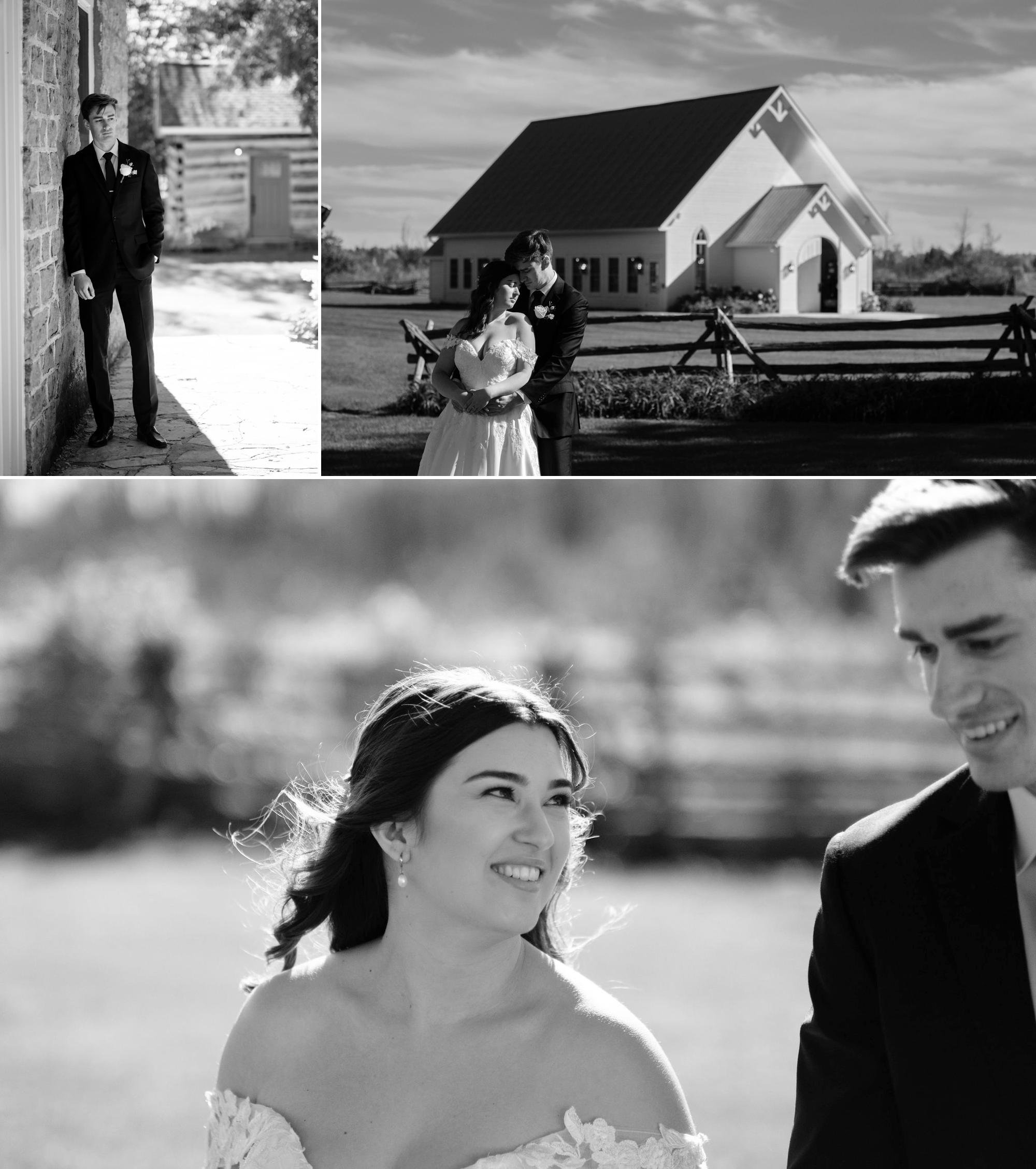 black and white wedding photos at stonefields