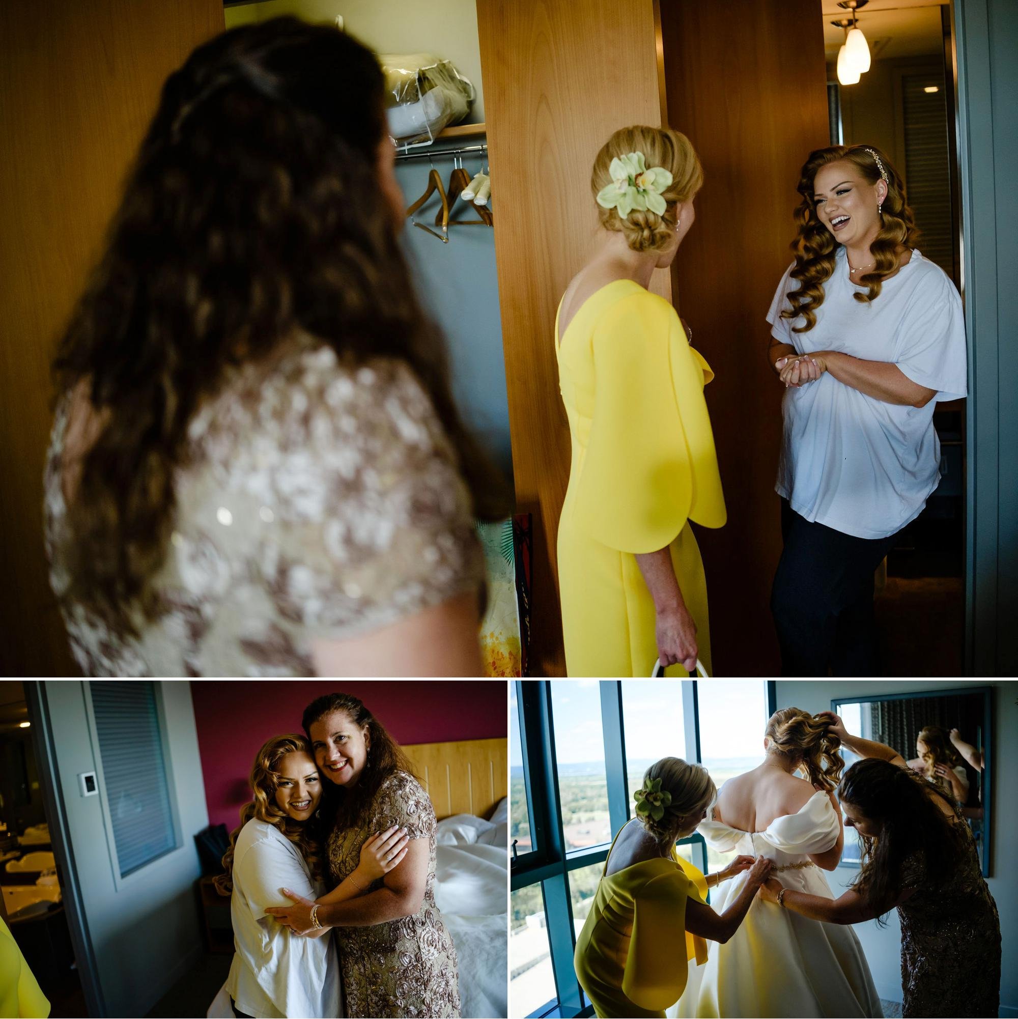 photos of a bride getting ready for her wedding at the Brookstreet hotel