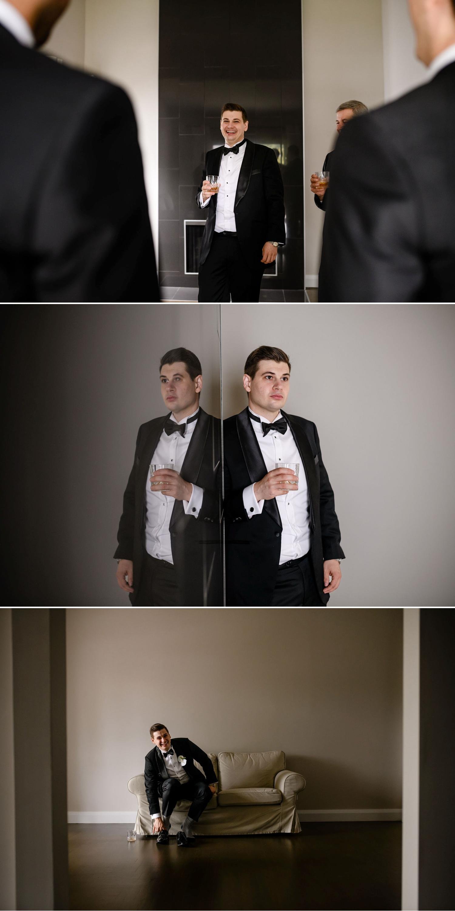 photos of a groom getting ready for his wedding