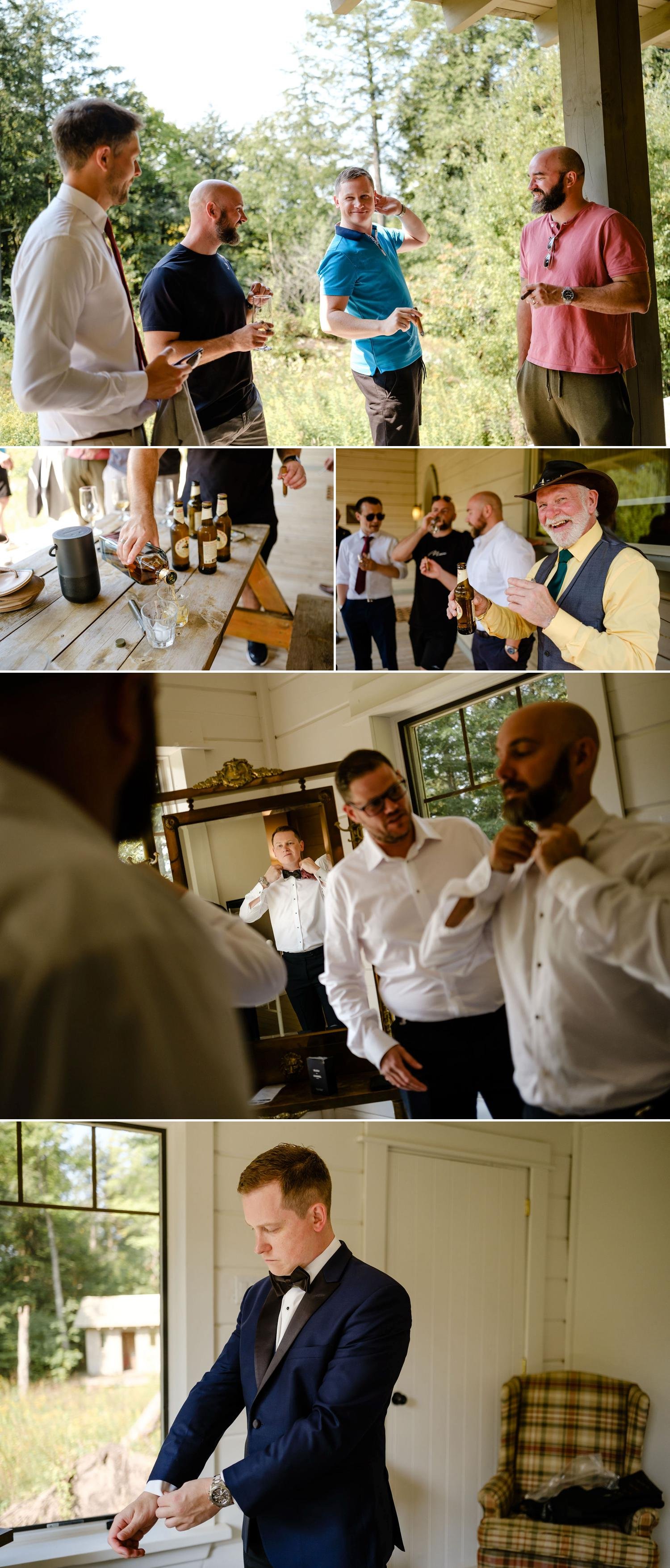 photographs of a groom getting ready at le belvedere