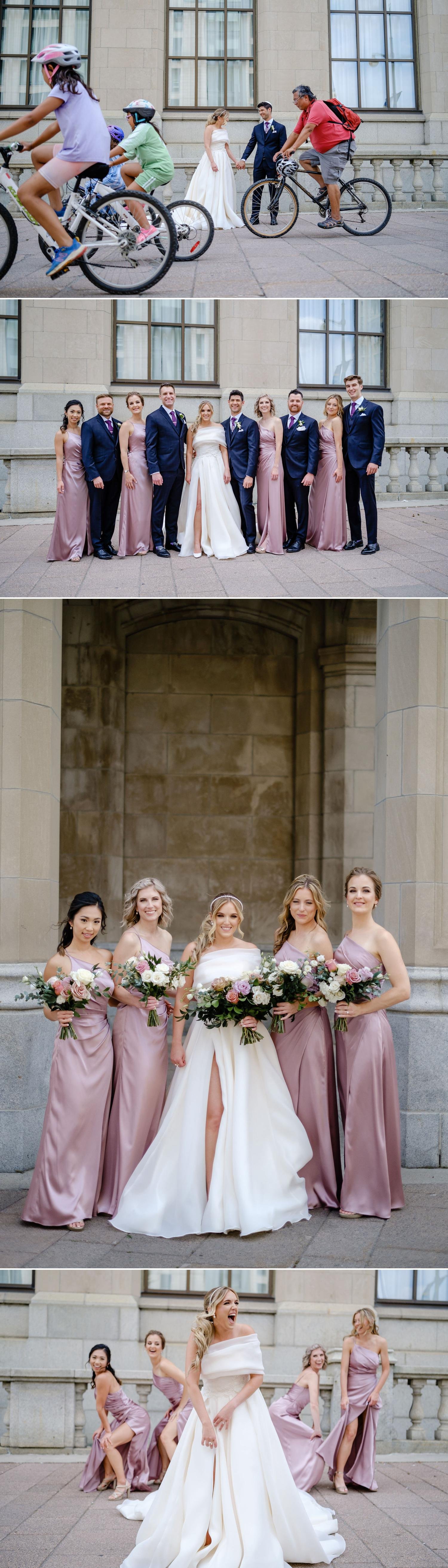 wedding party photos in downtown ottawa by the chateau Laurier