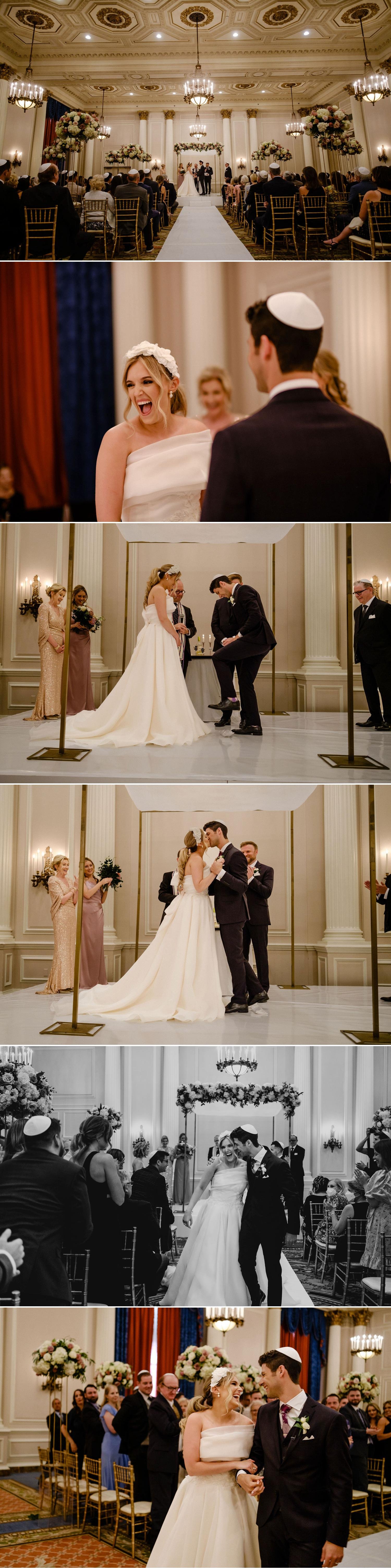 photographs from a wedding ceremony in the Laurier room at the chateau Laurier in ottawa