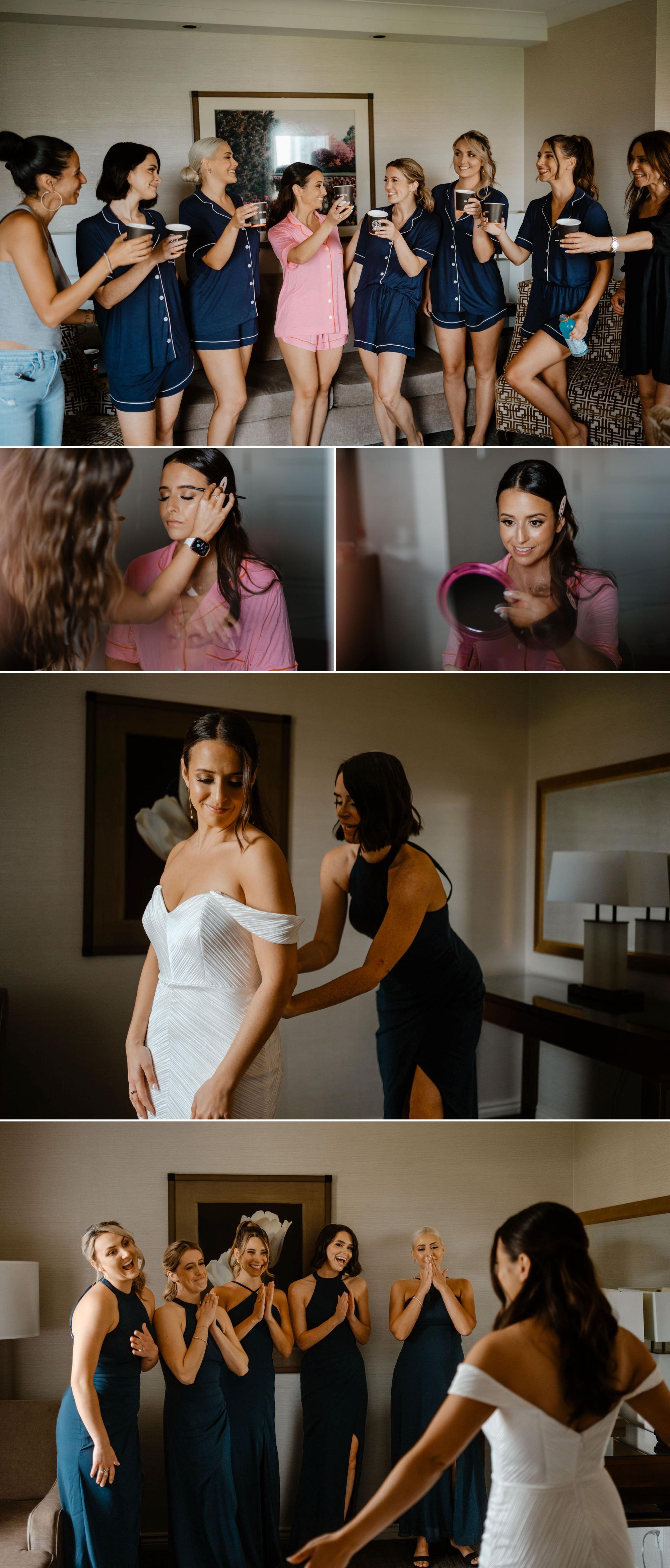 photographs of a bride getting ready for her wedding at Adelina barn near ottawa