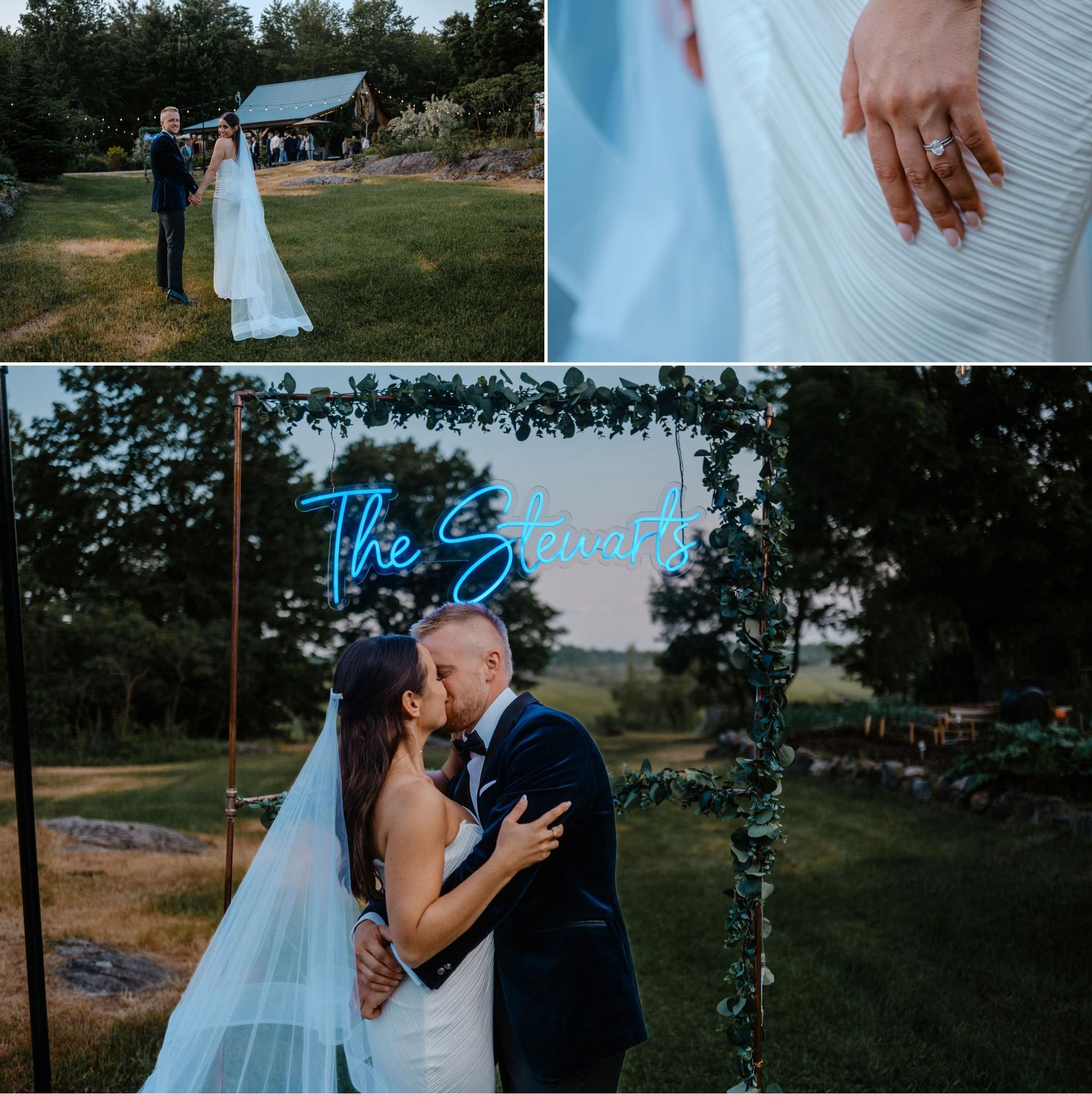 photos of a bride and groom at Adelina barn near ottawa