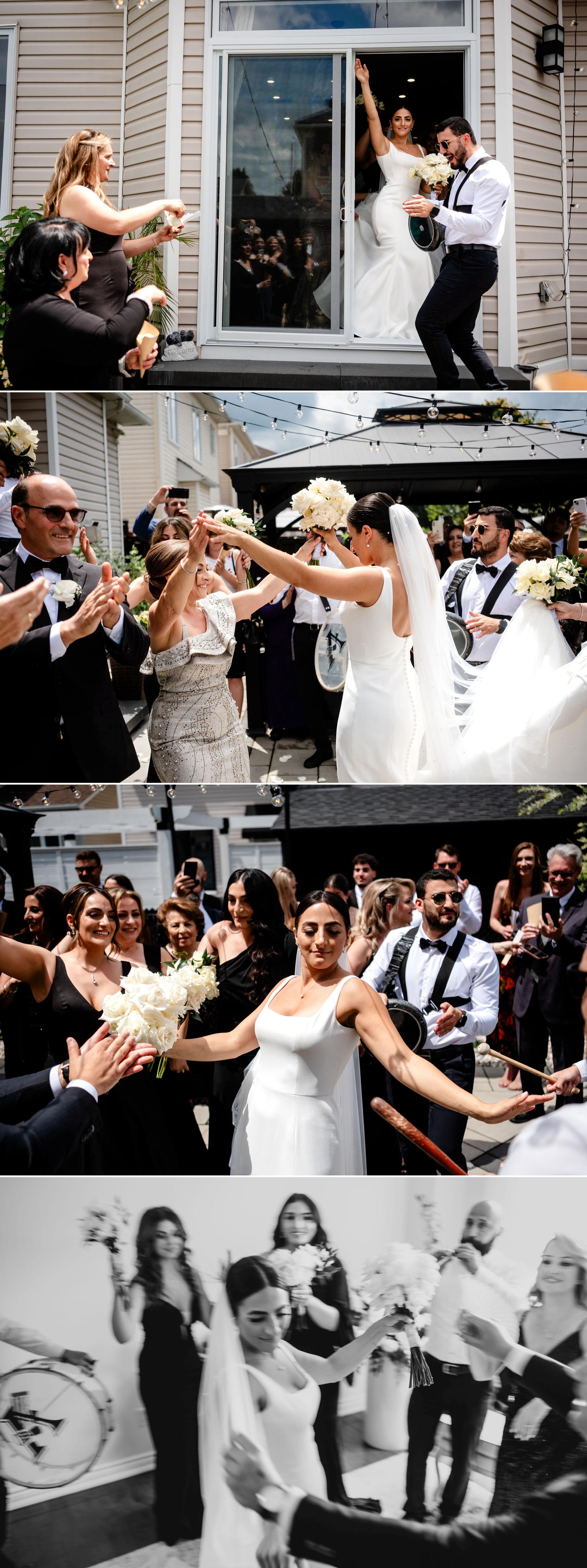 photos of a Lebanese bride leaving her home for her wedding ceremony