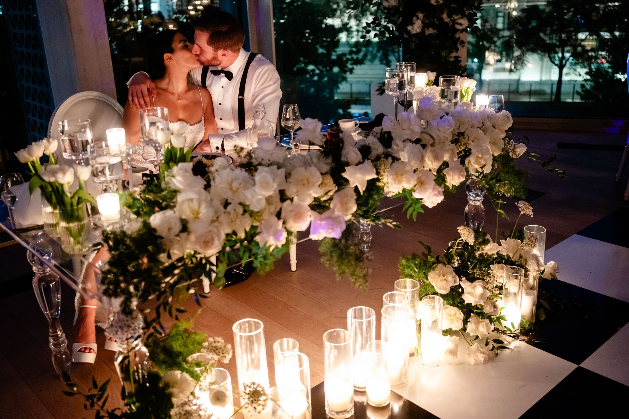 nightime photograph at an national arts centre wedding reception in the O'born room