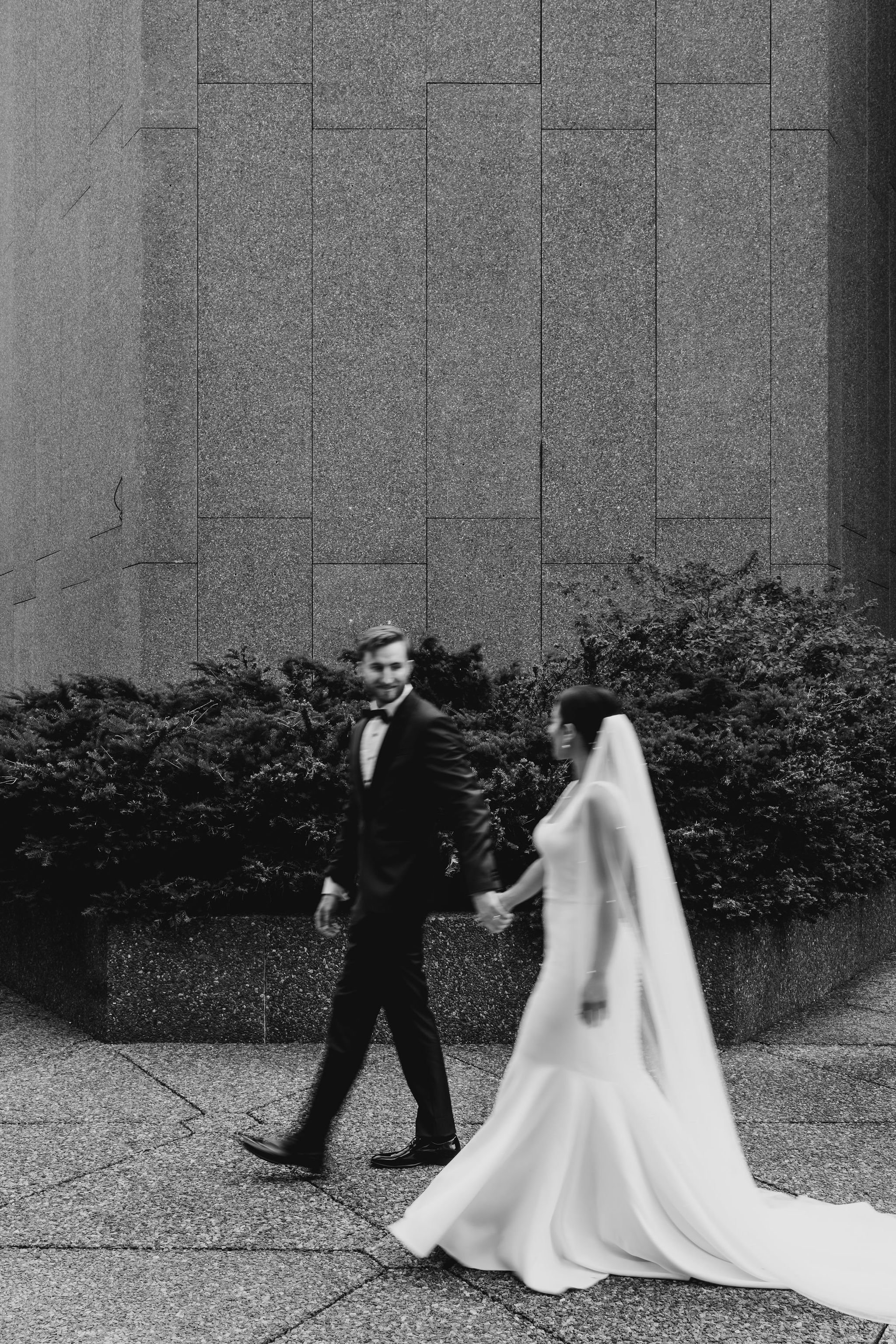 black and white wedding photograph at the National Arts Centre (NAC) 