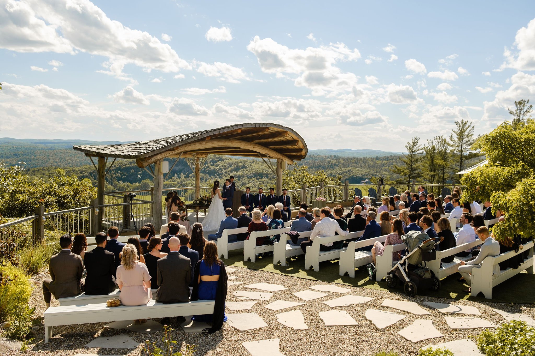  wide angle photo of a le belvedere wedding ceremony 