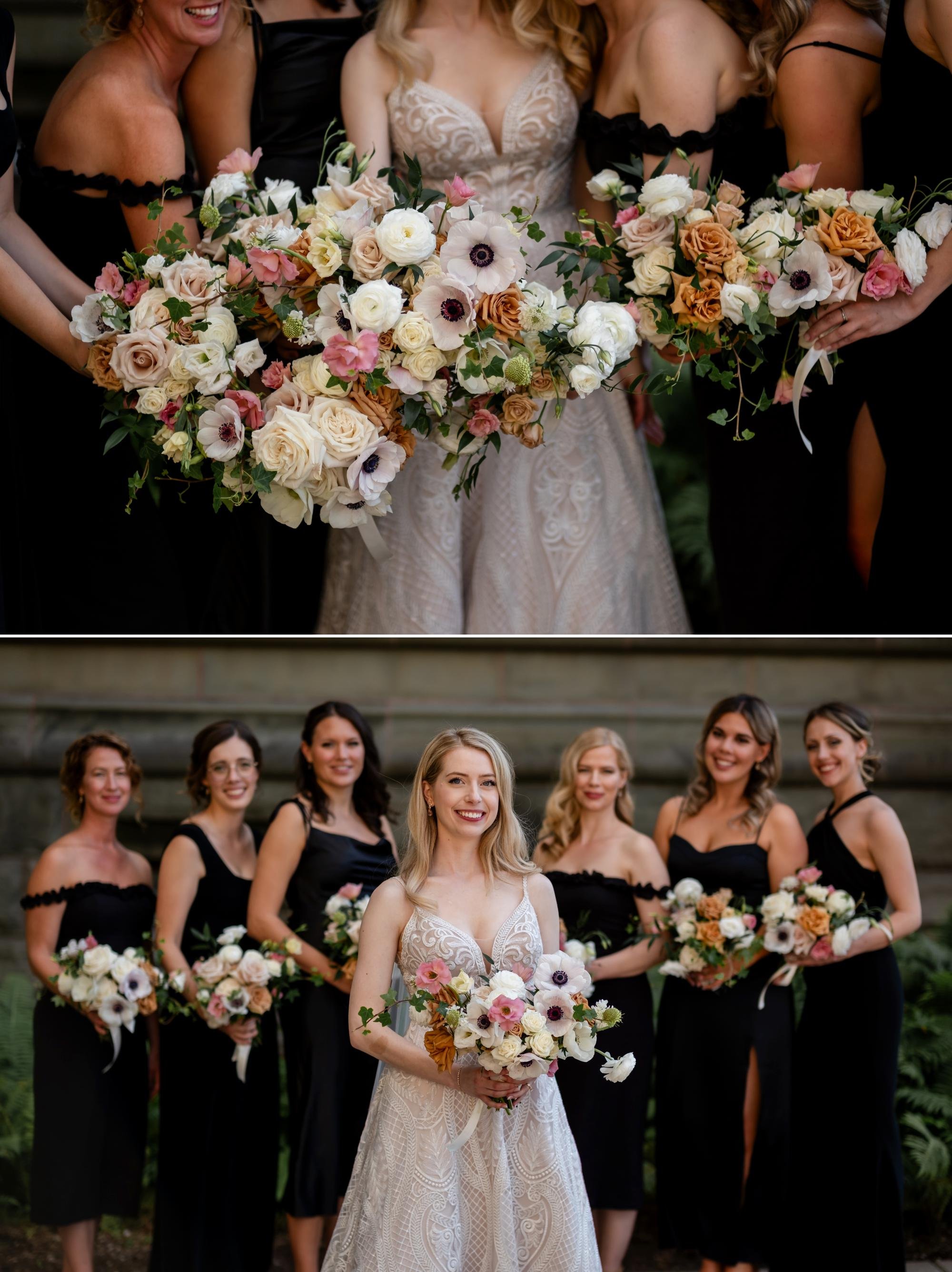bridesmaids with their flowers 