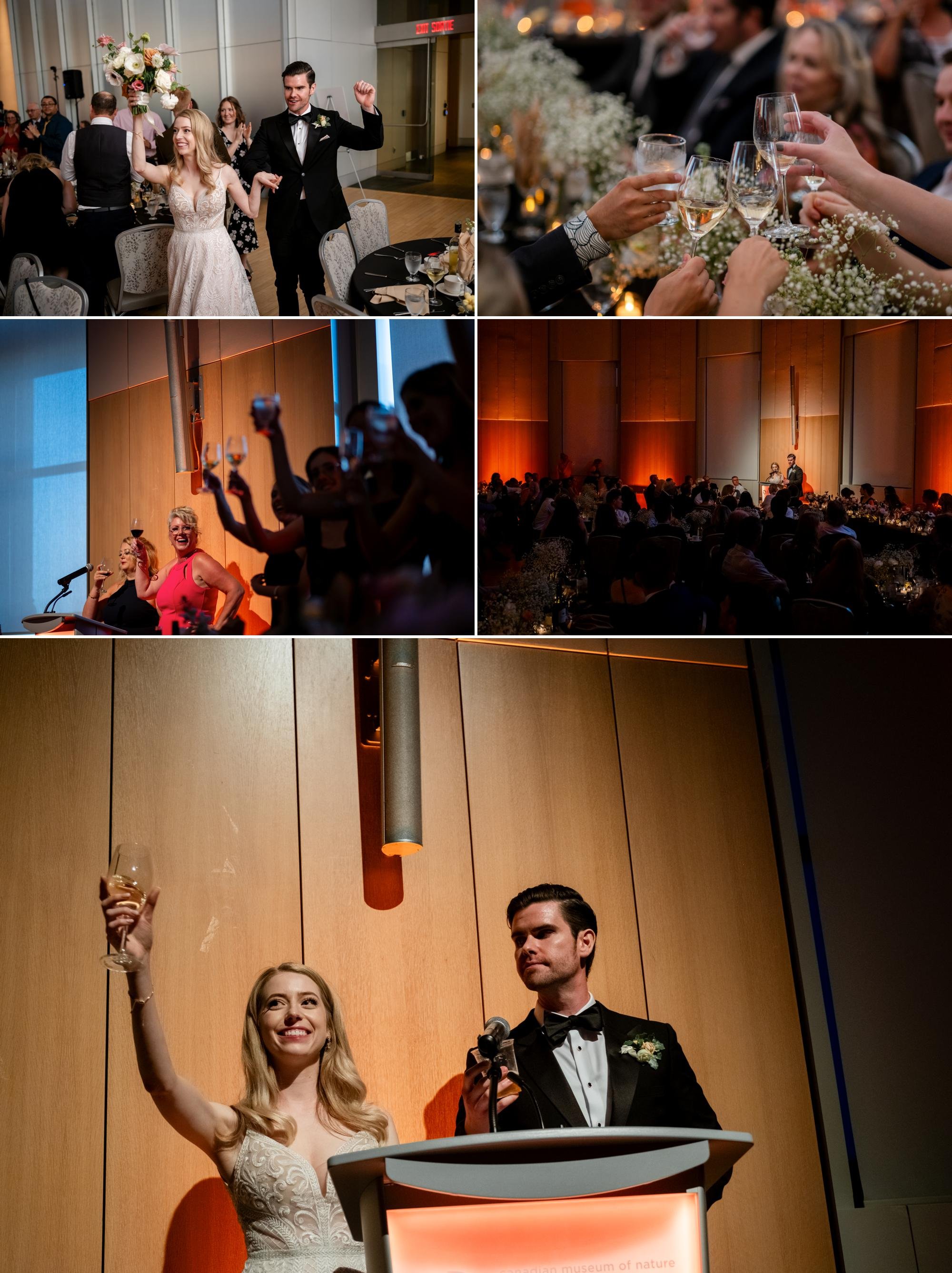 photos from a museum of nature wedding reception 
