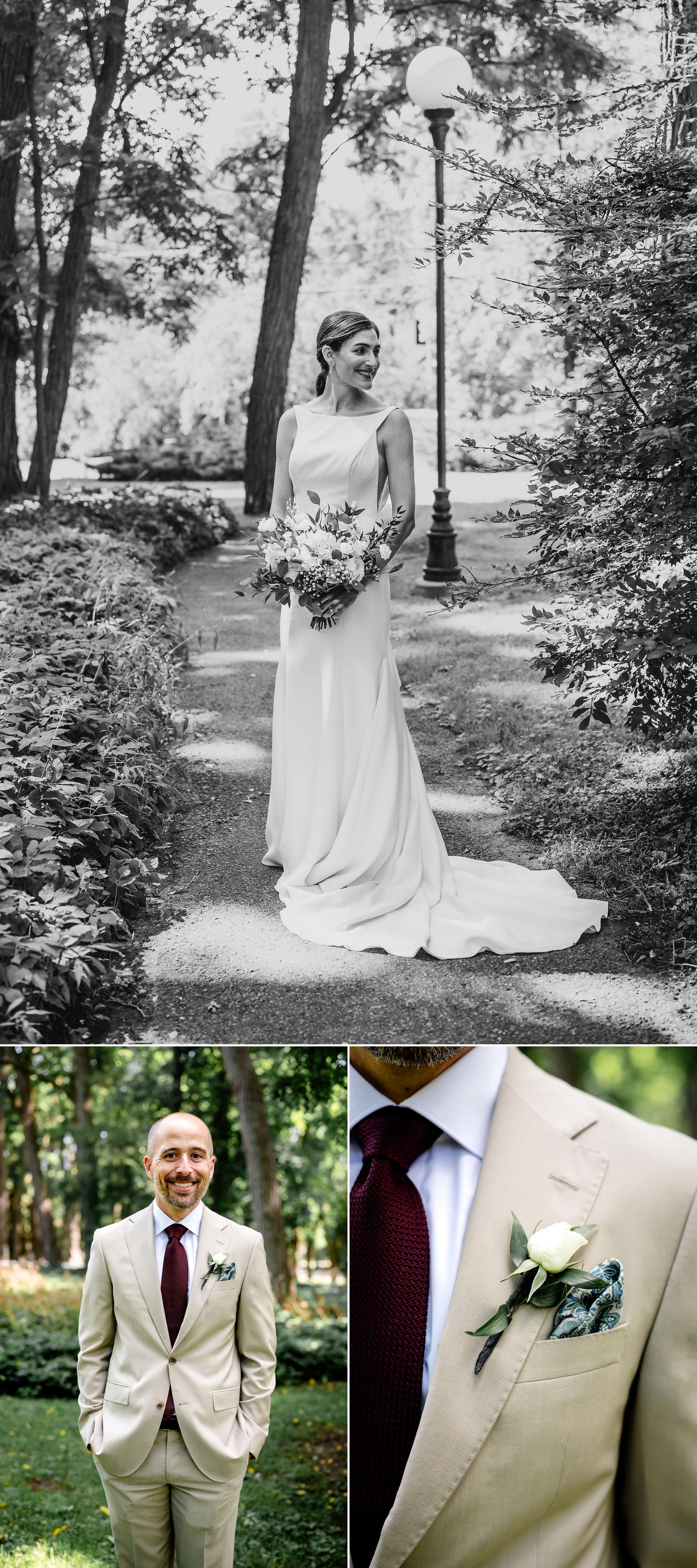 black and white photograph of a bride