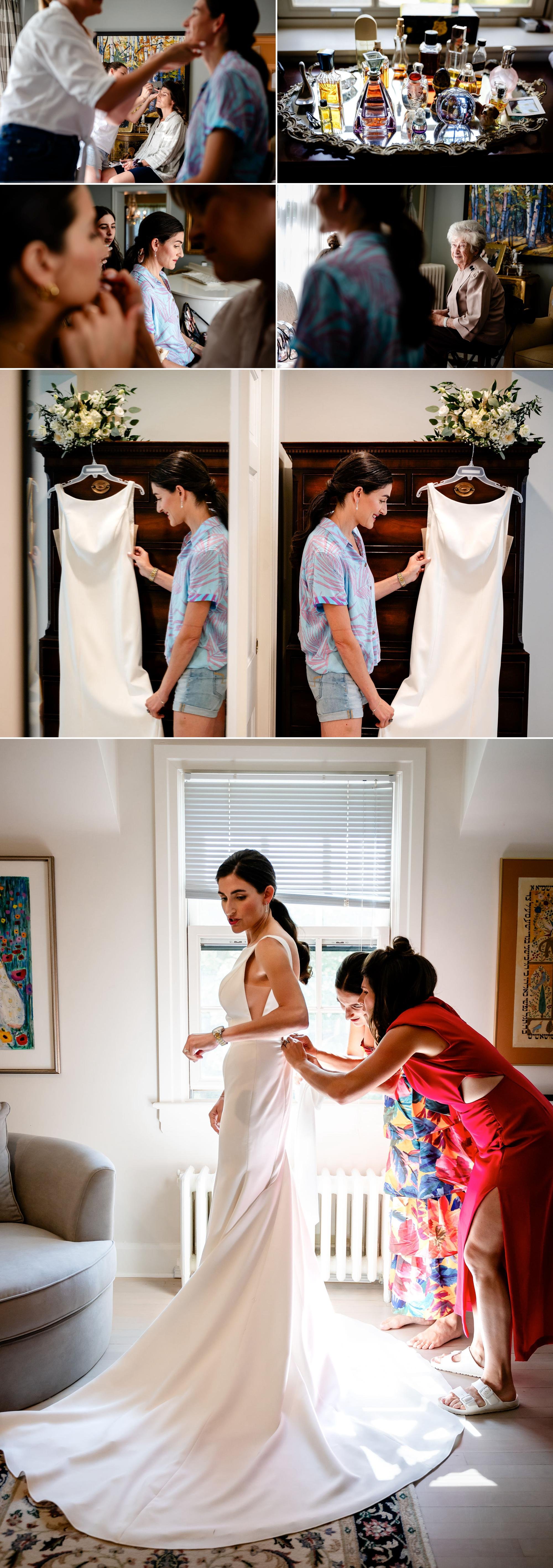 candid photos of a bride getting ready for her wedding